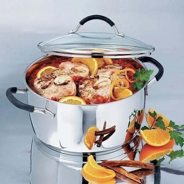 Casseruola Rapid Cook in acciaio inox con coperchio 24 cm 5 L Mathon