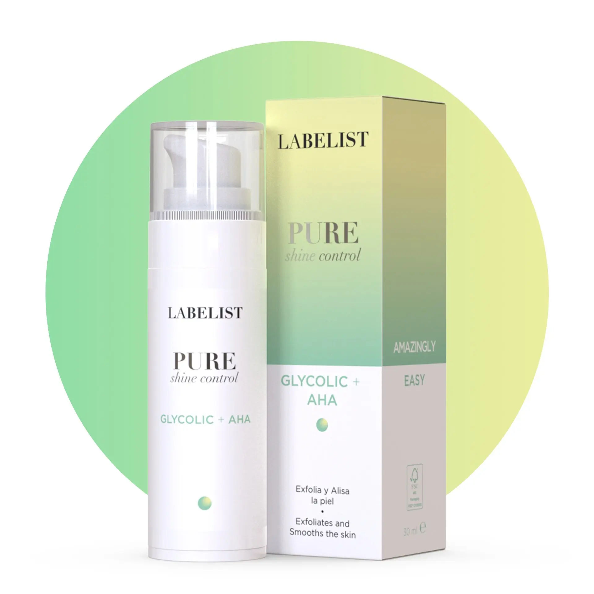 Glycolic +  α-HA PURE SHINE CONTROL - Renueva/Antiarrugas/Antimanchas/Efecto tensor/Hidrata