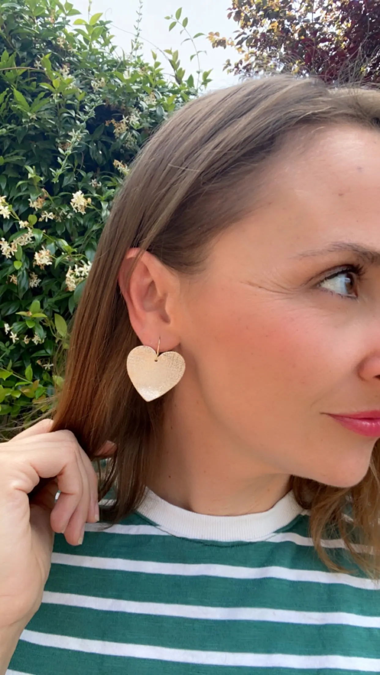 Rose gold leather heart earrings - BIG LOVE model