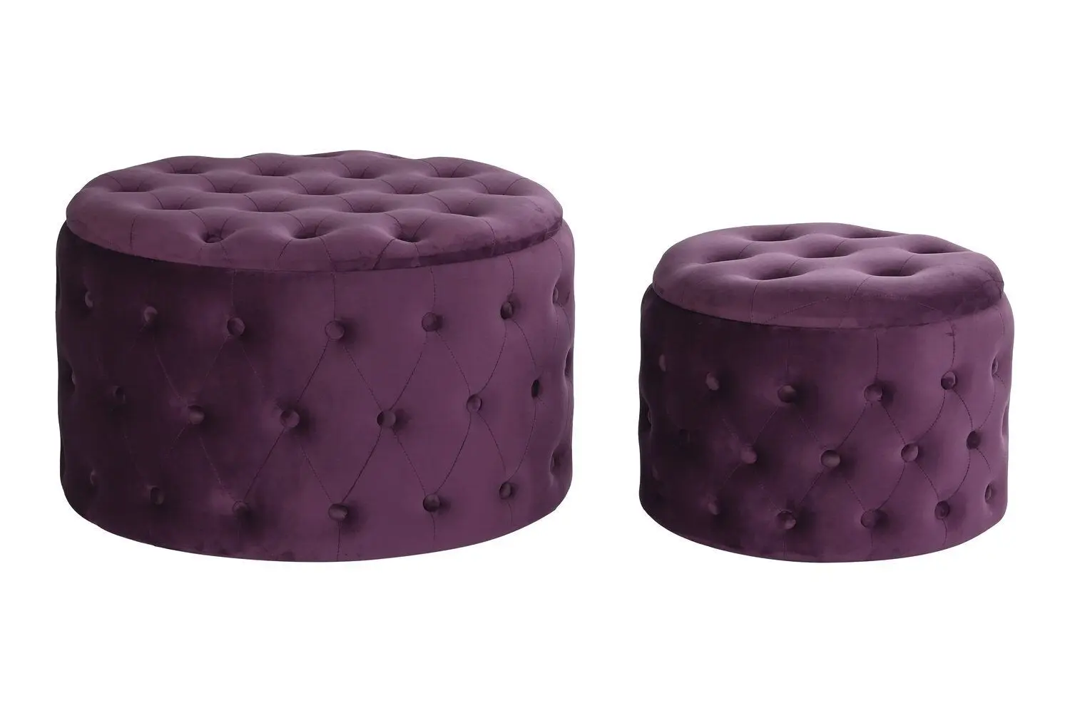 FOOTREST SET 2 POLYESTER MDF 70X70X42 CAPITONE MB199066
