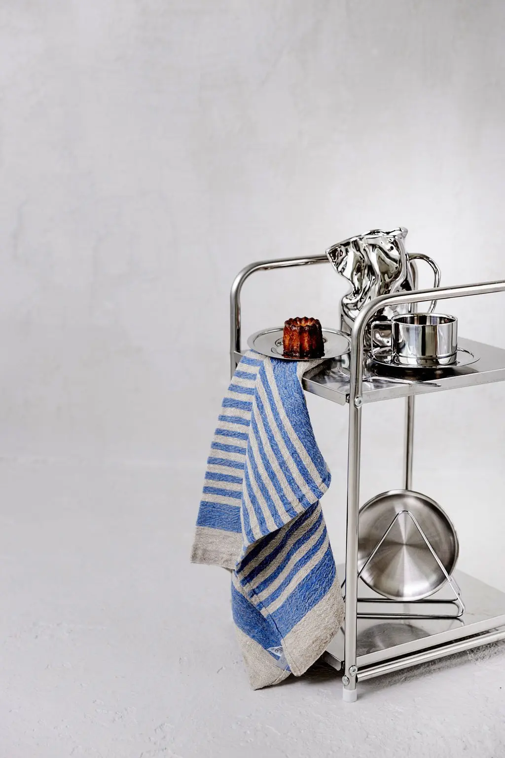 Linen Tea towel (dish towel) / Cobalt stripes
