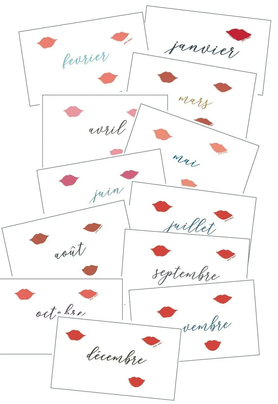 Set of 12 CARDS – The 12 months of the year