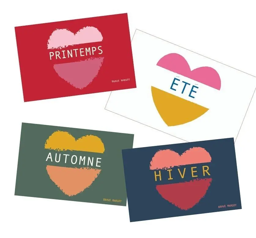 Set of 4 CARDS - 4 Seasons - JOLI COEUR