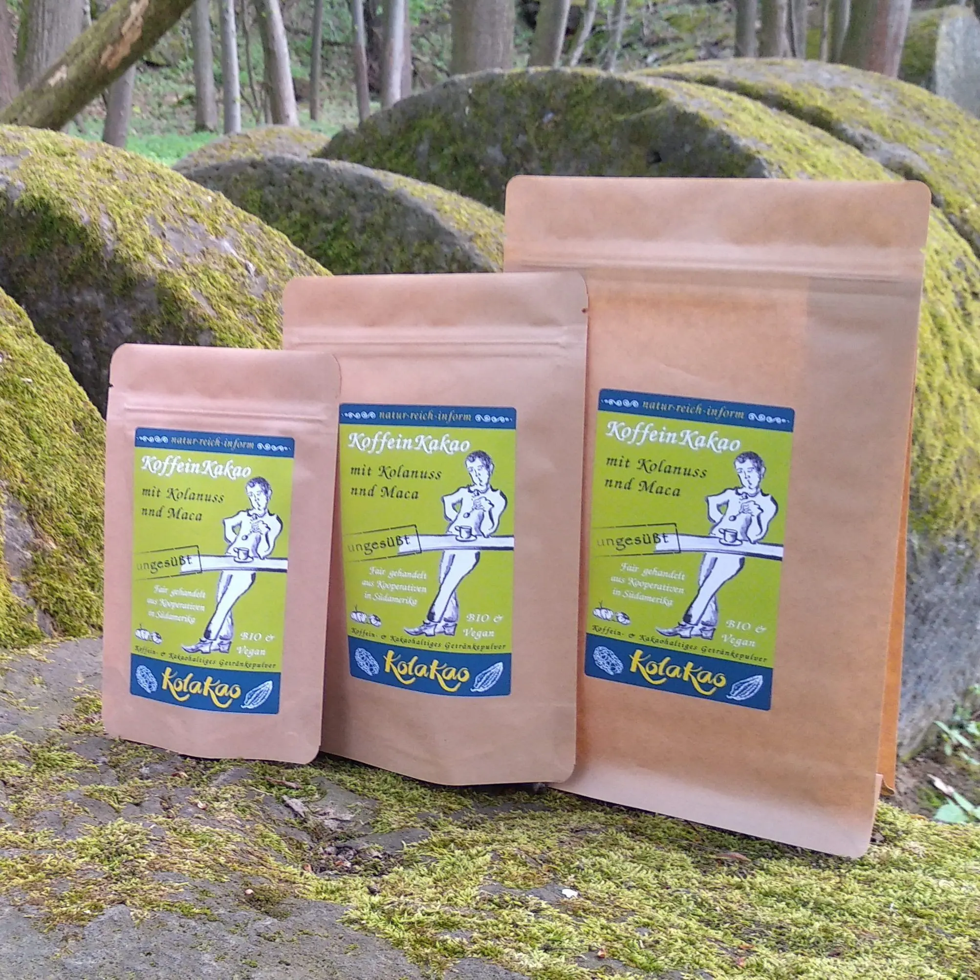 KolaKao - der KoffeinKakao mit Kolanuss und Maca, ungesüßt, Koffein- & Kakaohaltiges Getränkepulver, ohne Zuckerzugabe, BIO & vegan