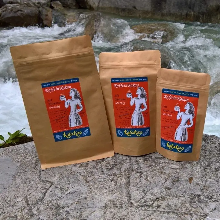 KolaKao würzig - ungesüßt, der KoffeinKakao mit Kolanuss, Koffein- & Kakaohaltiges Getränkepulver mit kräftiger Gewürznote, ohne Zuckerzugabe, BIO & vegan