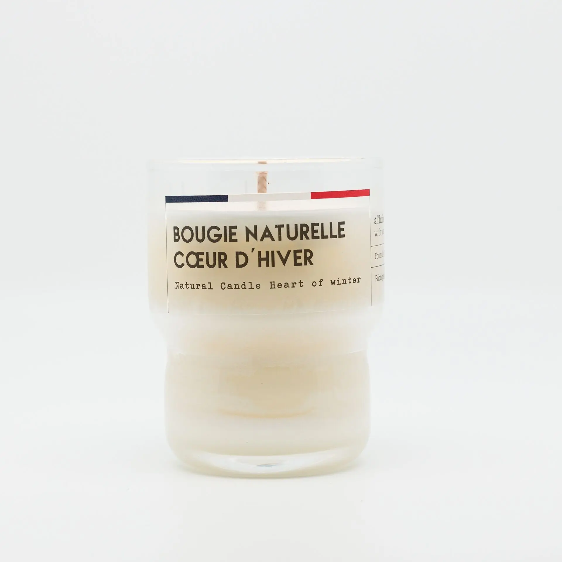 Natural Winter Heart candle made in France - handcrafted
