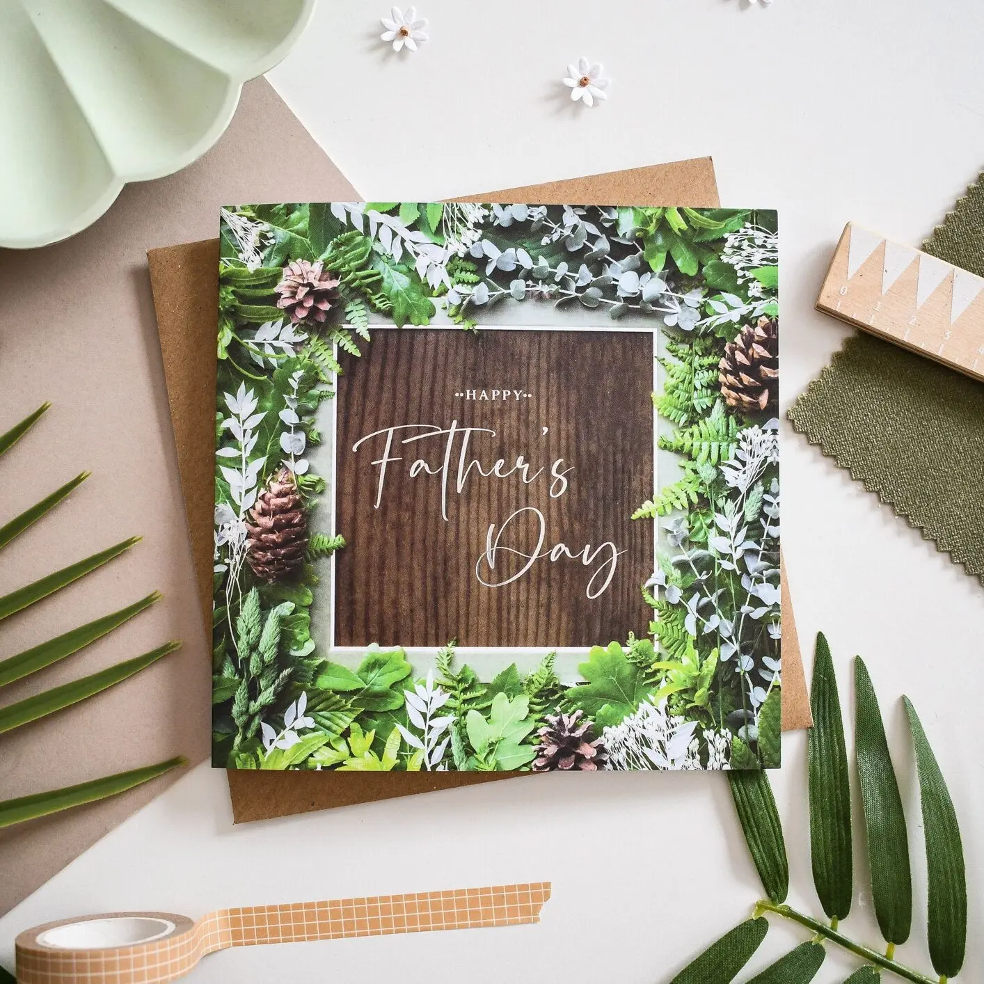 Happy Father's Day Leaves Foiled Greeting Card