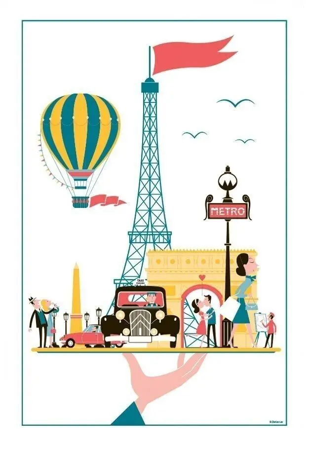 Paris Tea Towel White Tray 48 x 72