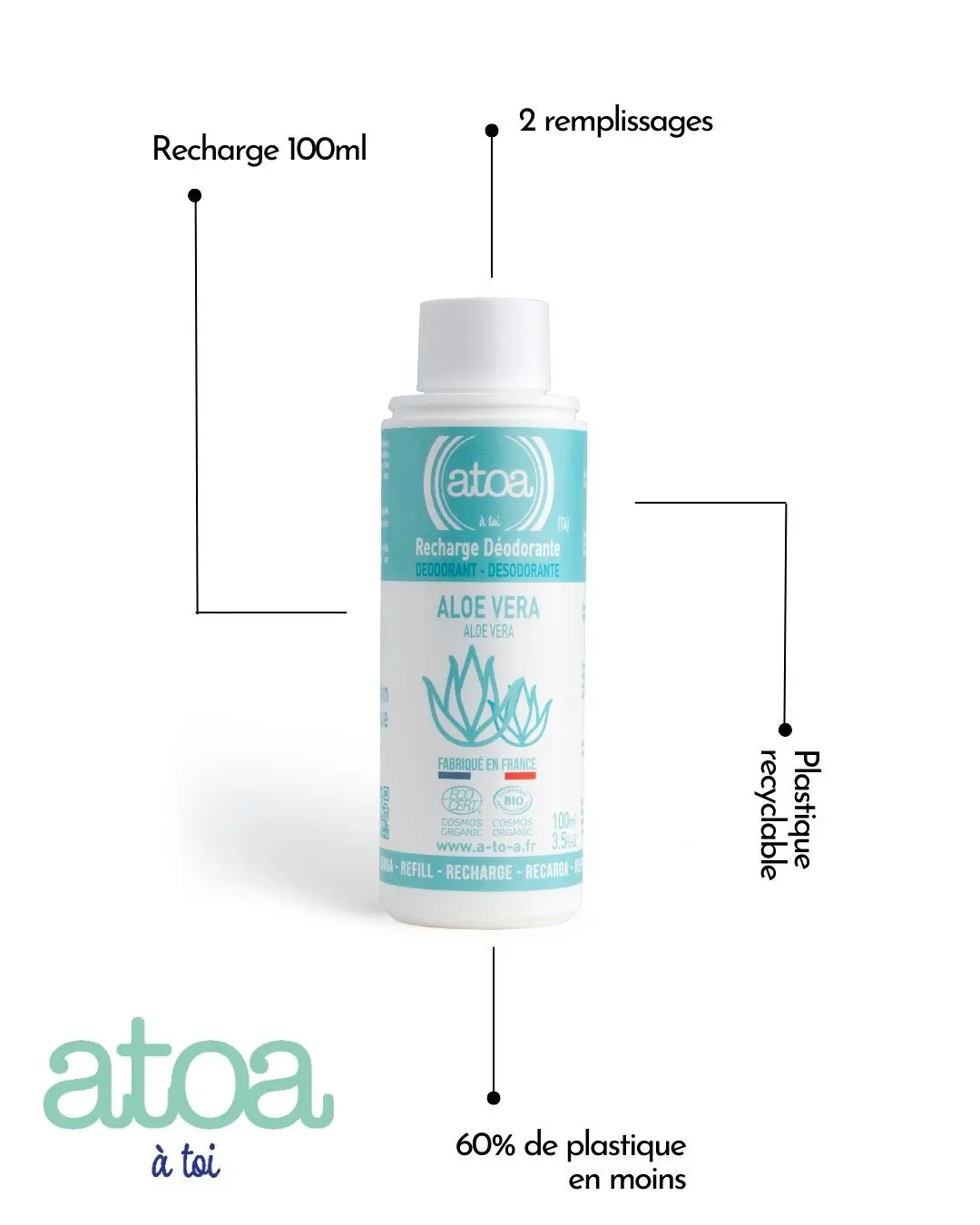 Organic Aloe Vera Deodorant - COSMOS ORGANIC - 100ml - REFILL