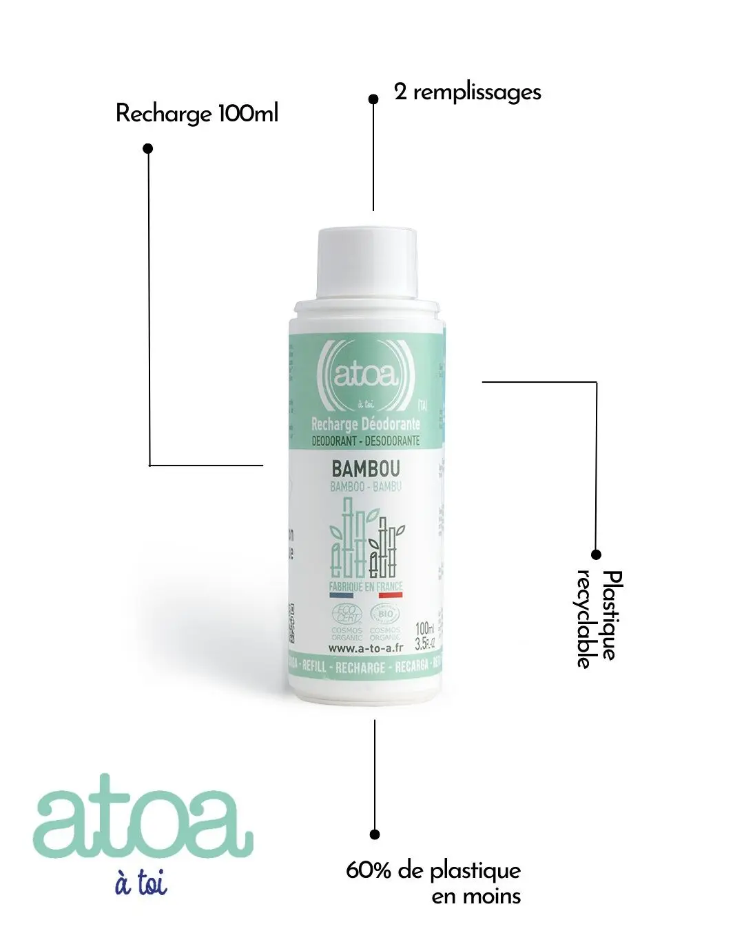 Organic Bamboo Deodorant - COSMOS ORGANIC - 100ml - REFILL