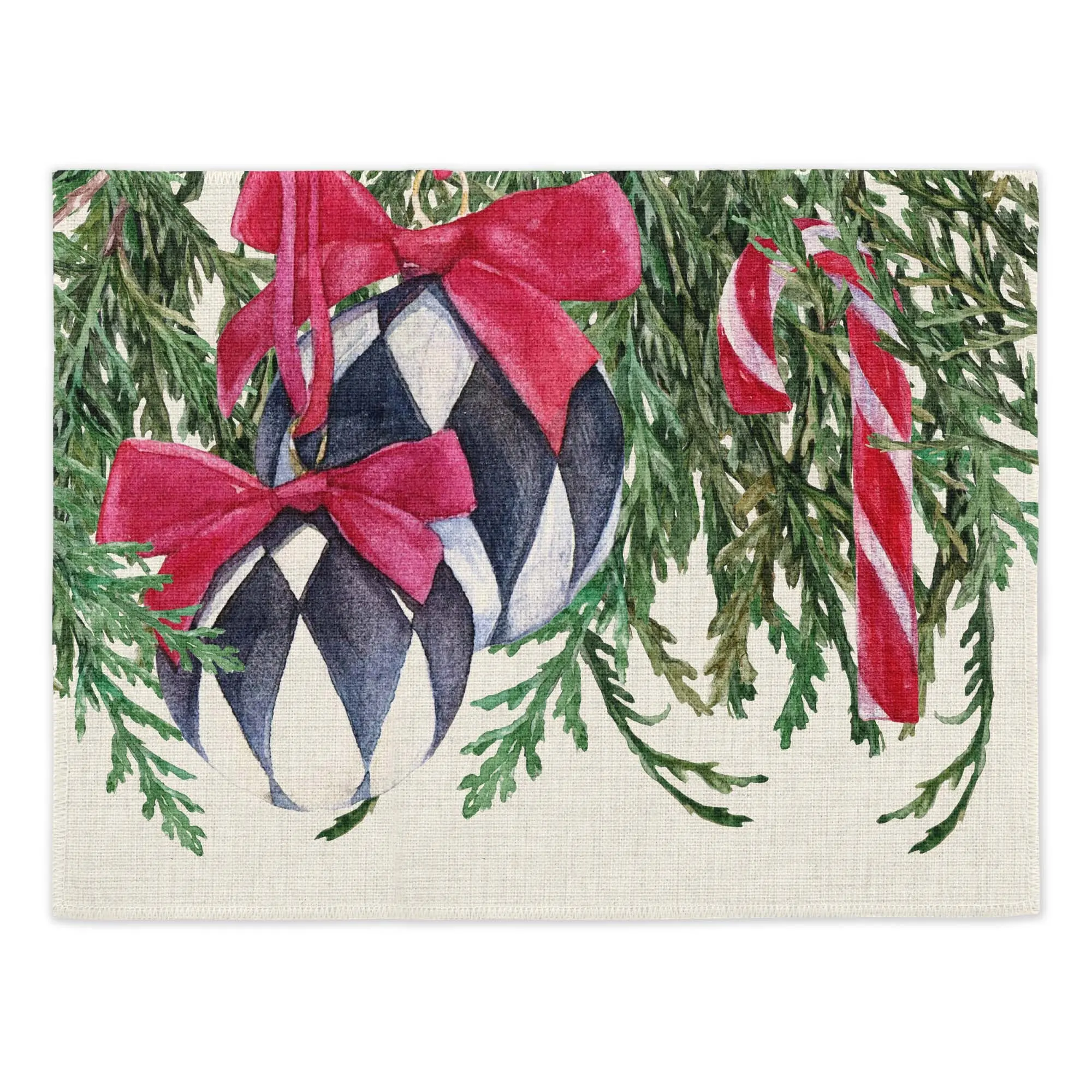 Tischsets mit Weihnachtskugeln (4er-Set)