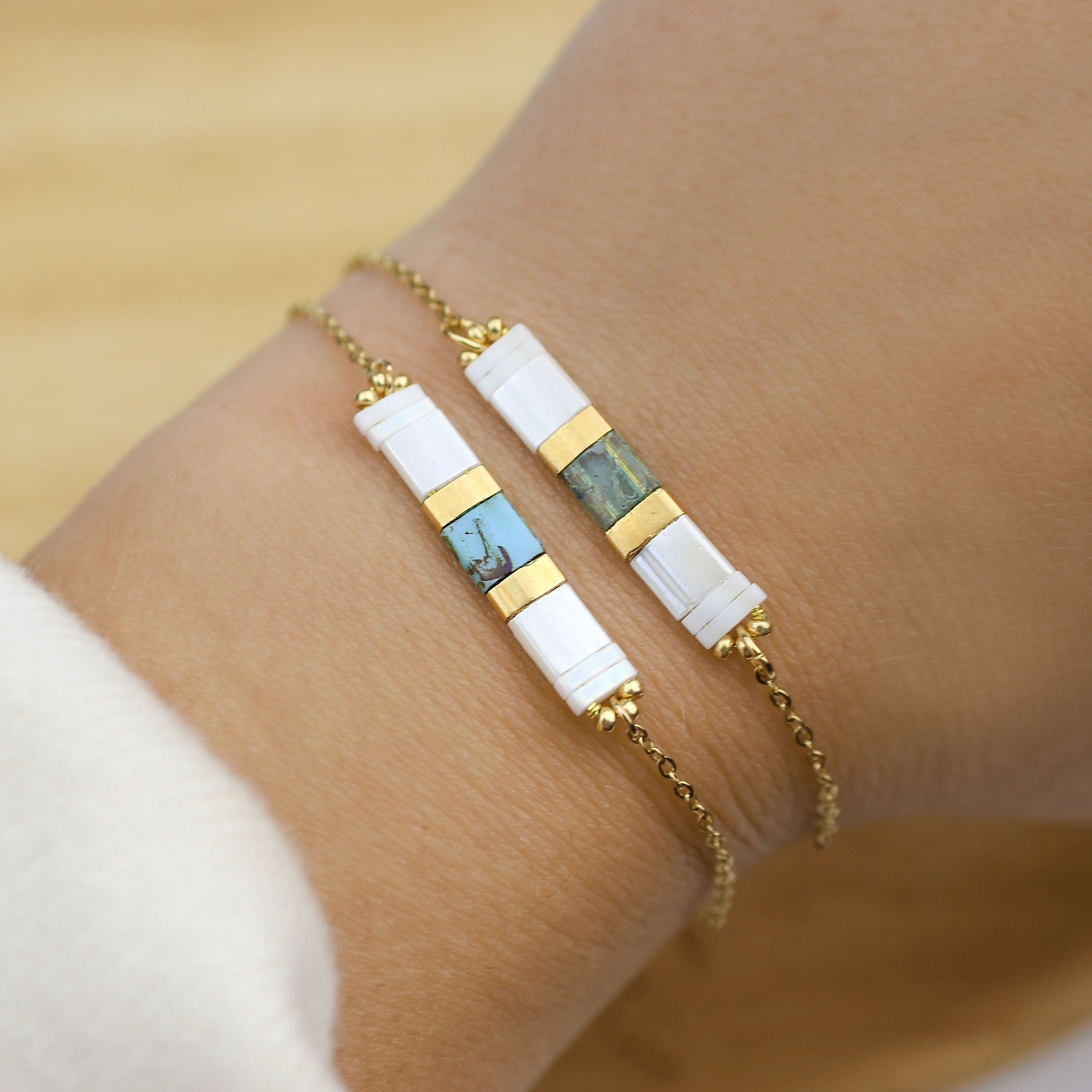 Japanese bead bracelet - Gold stainless steel