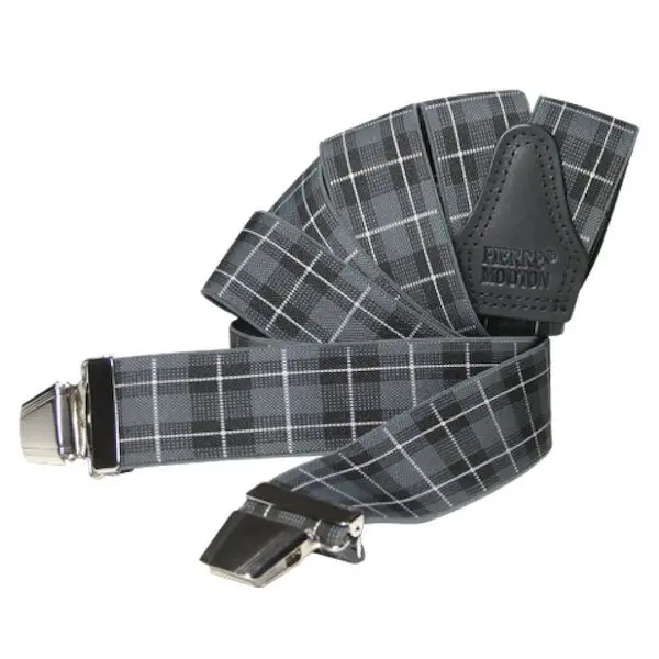 Pierre Mouton Hosenträger Tartan Grau