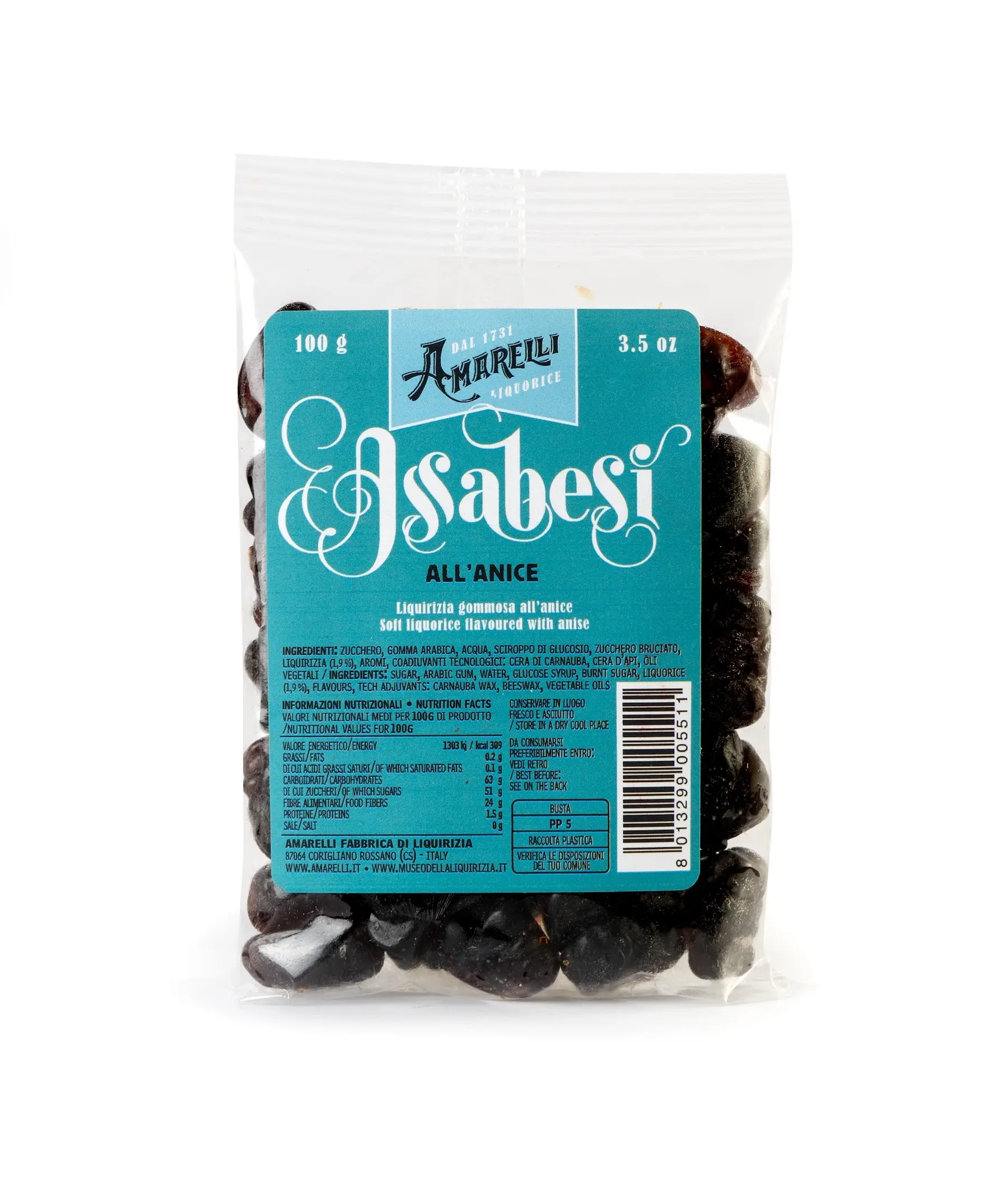 Anise flavored gummy Liquorice - ASSABESI 100g
