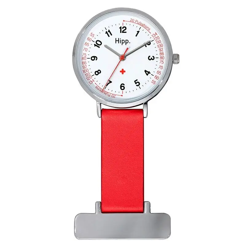 H30005 - Hipp Unisex-Armbanduhr analog - Lederarmband - Metallbrosche - Pulsanzeige