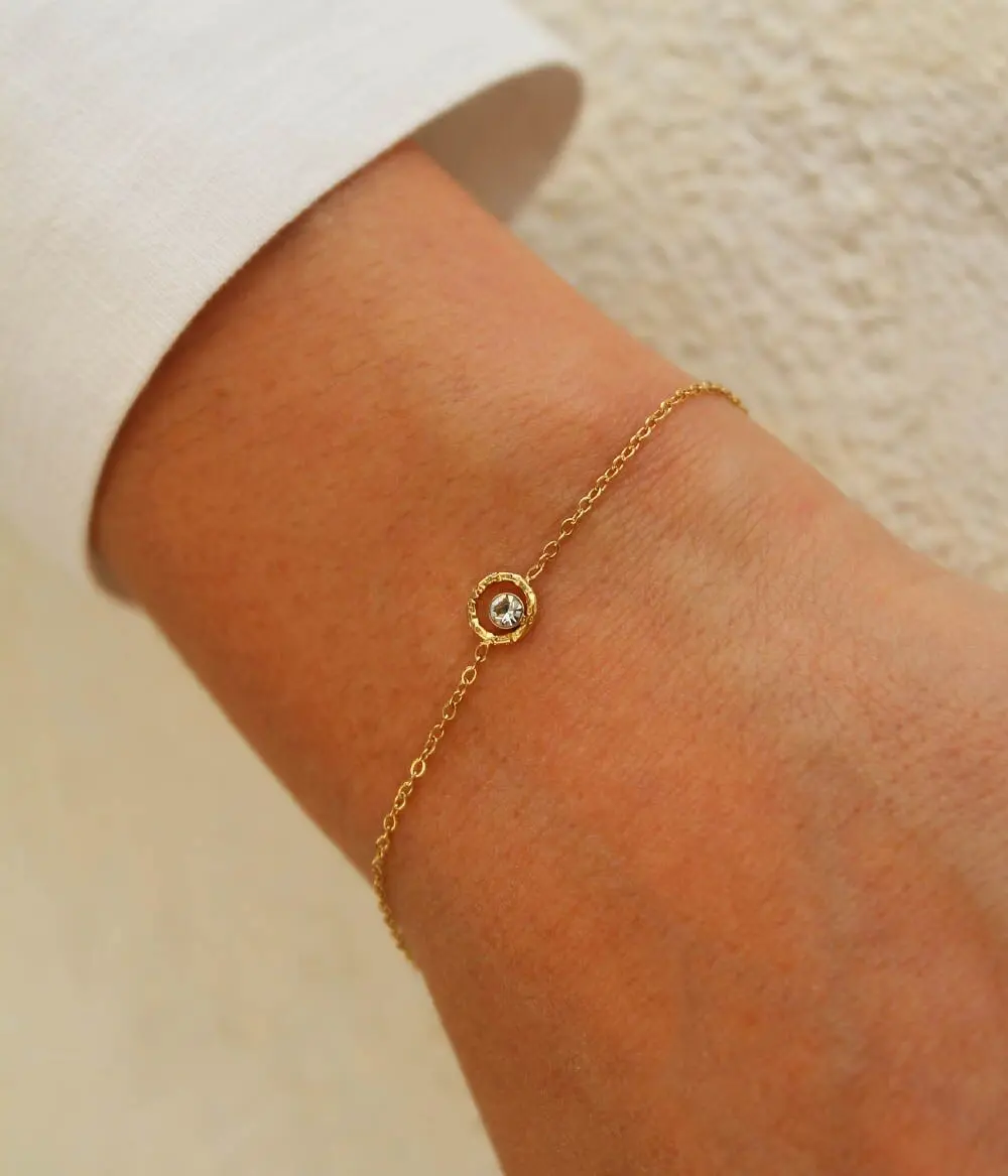 Thin bracelet with rhinestone pendant Emma | Handmade in France