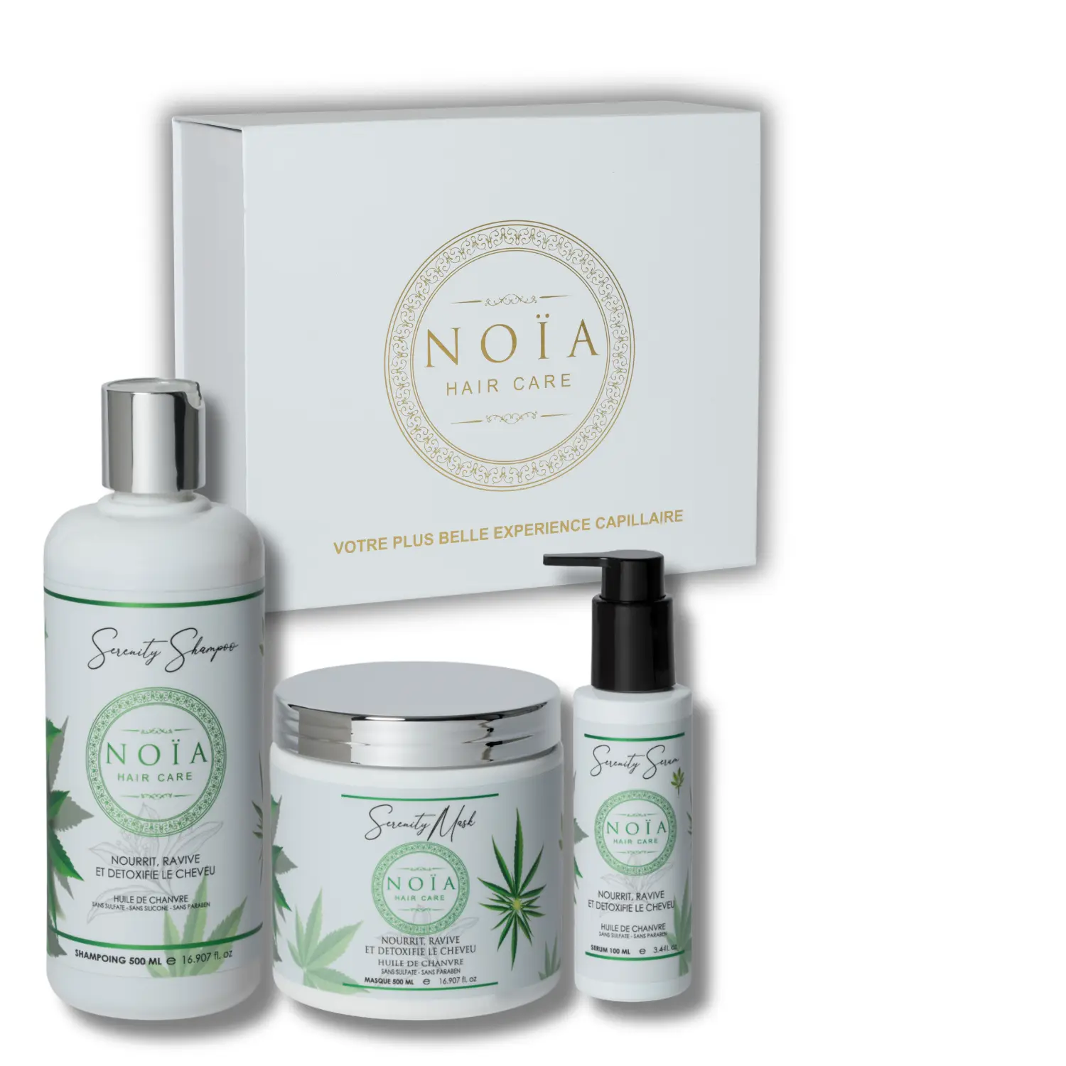 NOÏA Hair Serenity Set – Beruhigende & pflegende Pflegeroutine – Shampoo, Maske & Serum