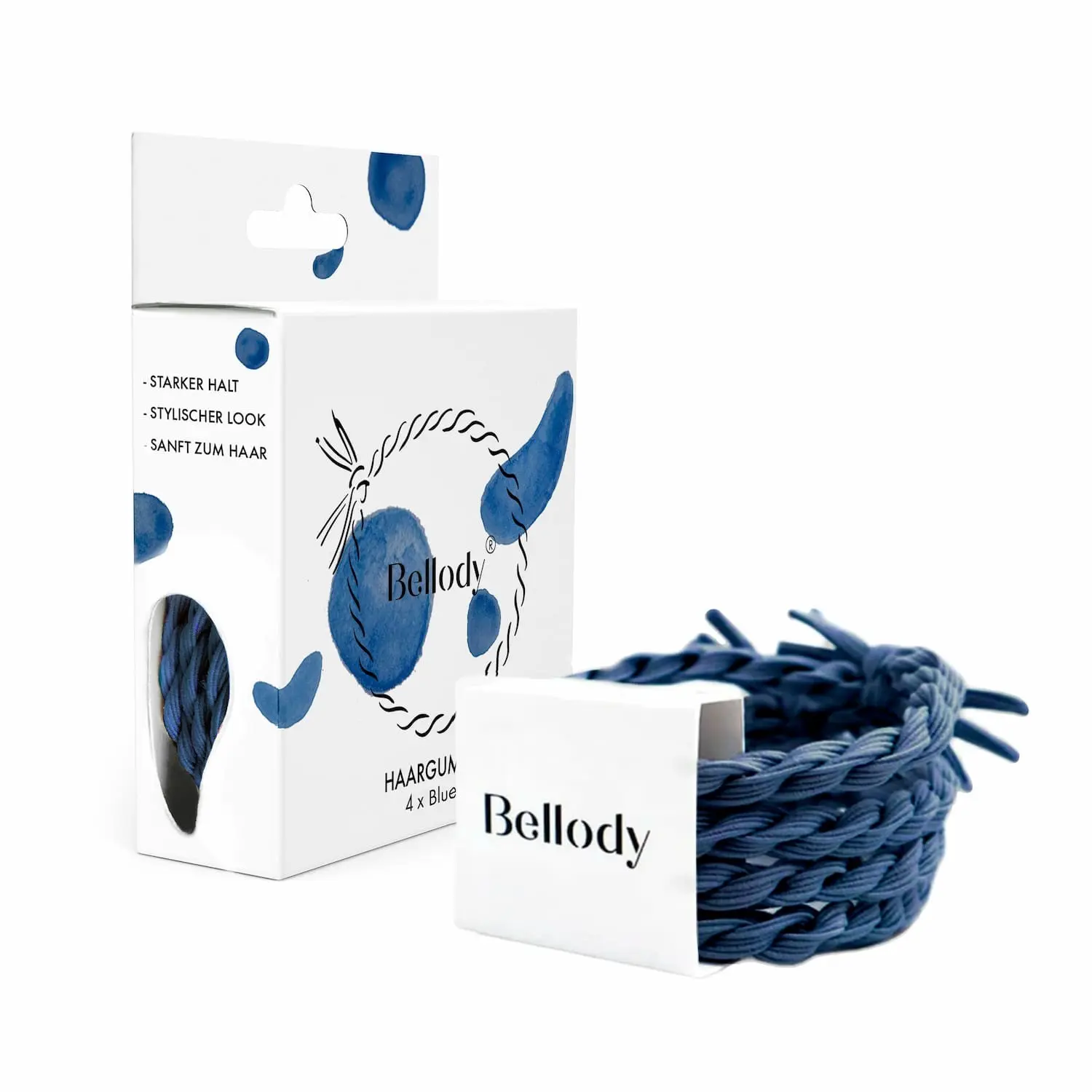 Haargummis Dunkelblau - Bellody® (4 Stück - Blue Jeans)
