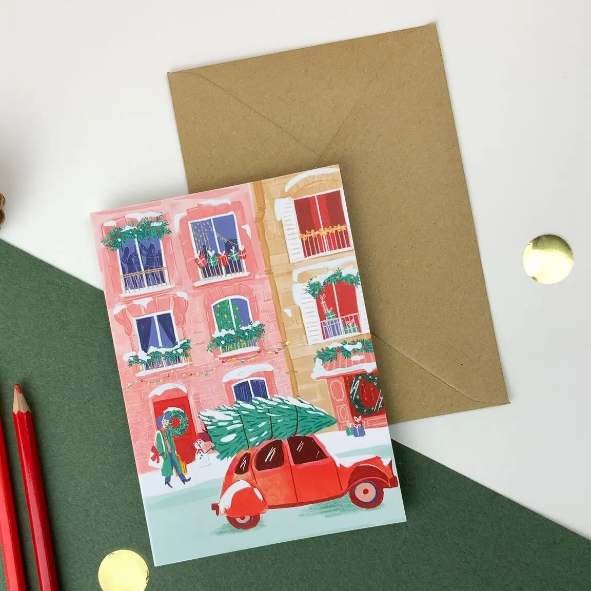 Carte double A6 - Sapin de Noël