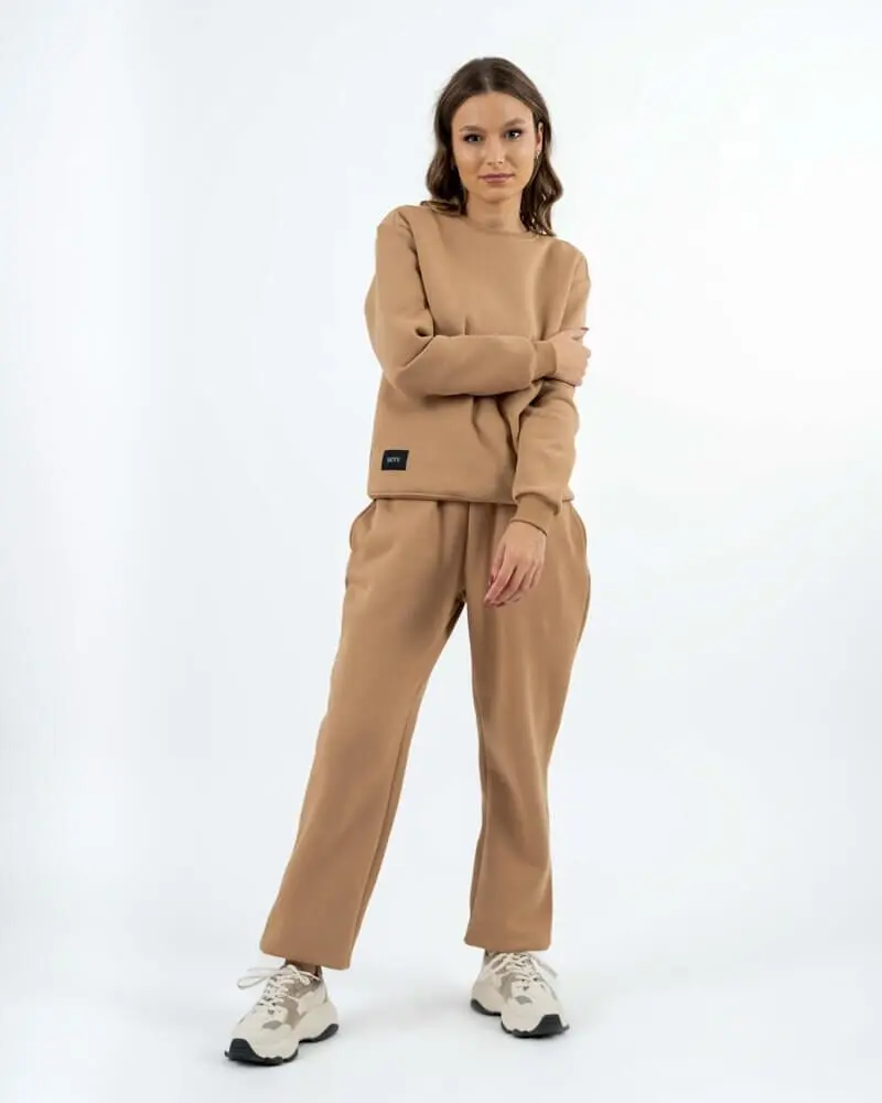 Sweatshirt Basic Sleeve W Beige