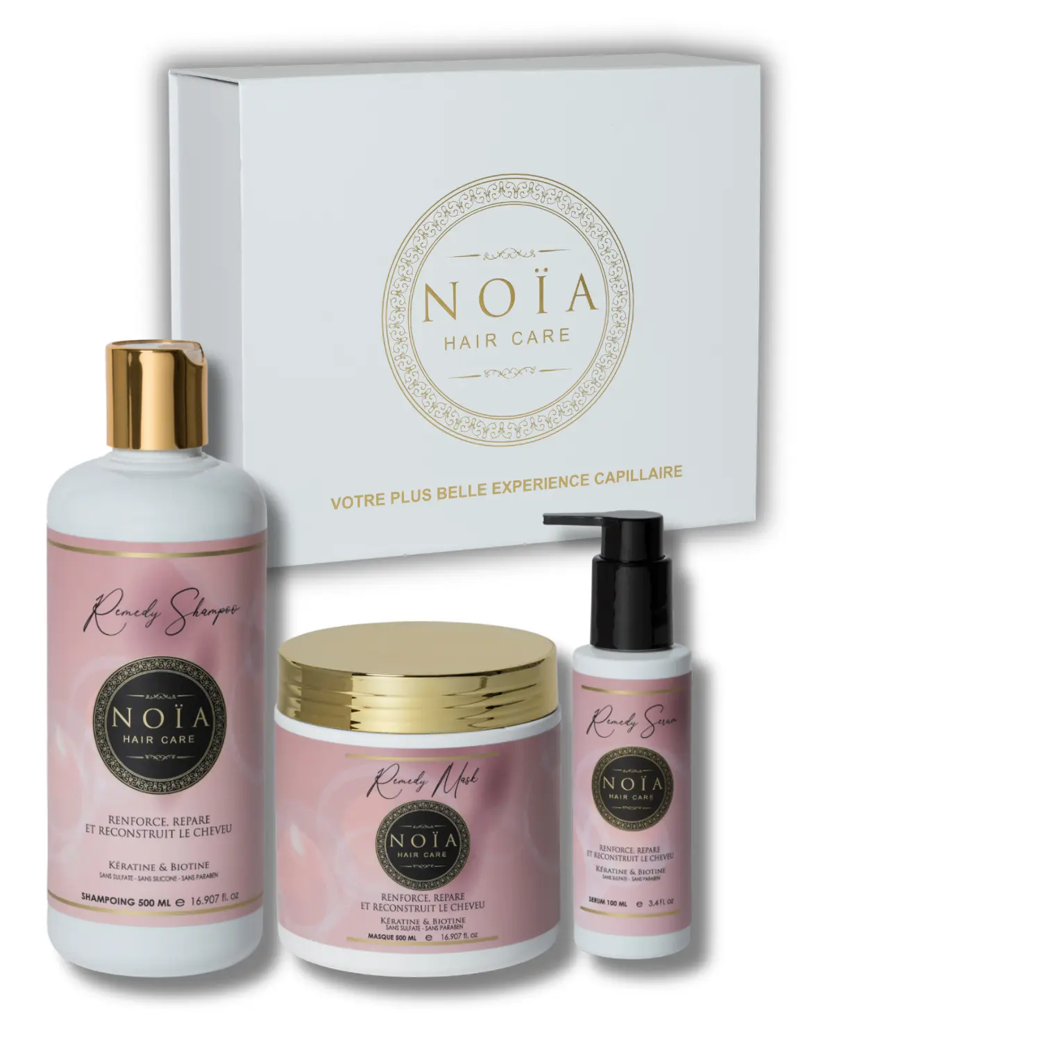 NOÏA Haarpflege-Set – Reparaturroutine – Shampoo, Maske & Serum