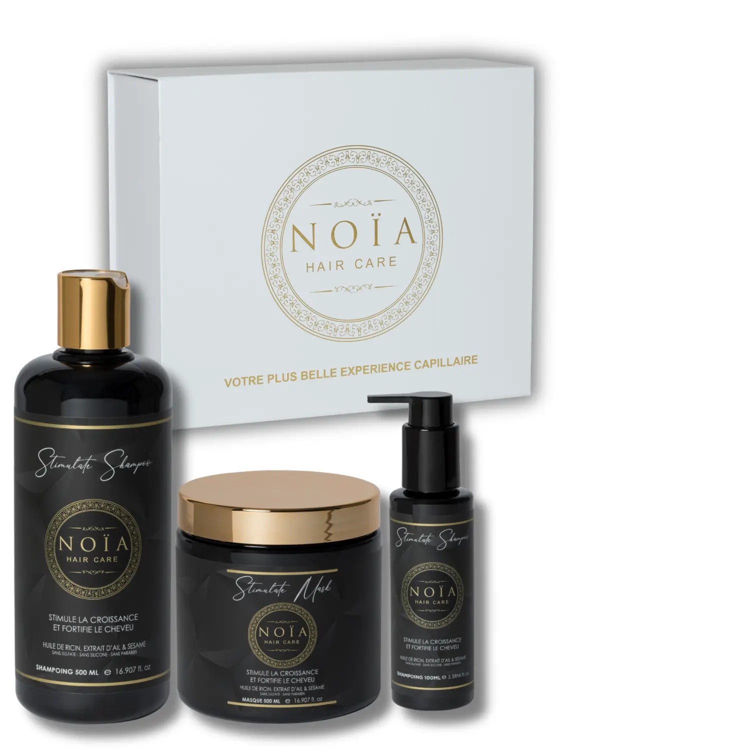 NOÏA Hair Stimulate Set – Kräftigende Pflegeroutine – Shampoo, Maske & Serum
