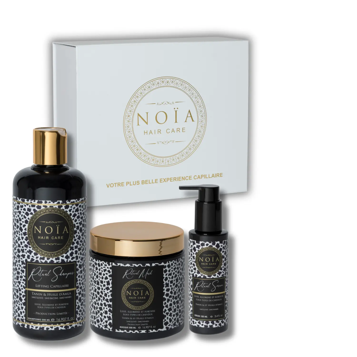 NOÏA Haar-Ritual-Set – Glättungs- und Anti-Frizz-Routine – Shampoo, Maske & Serum