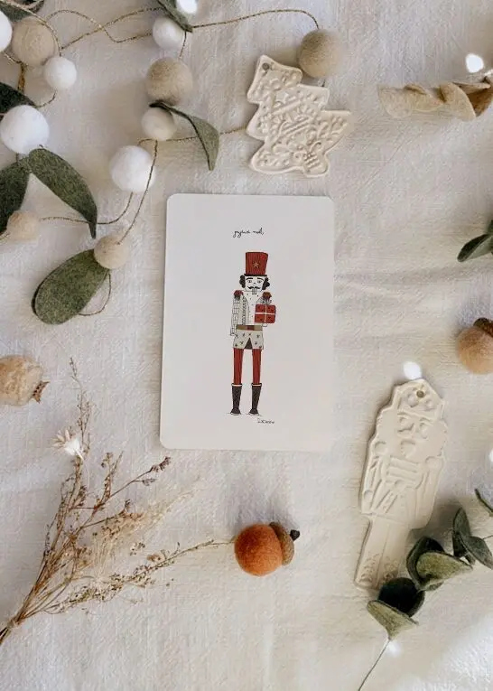 carte illustrée pour souhaiter un joyeux Noël – Casse Noisette