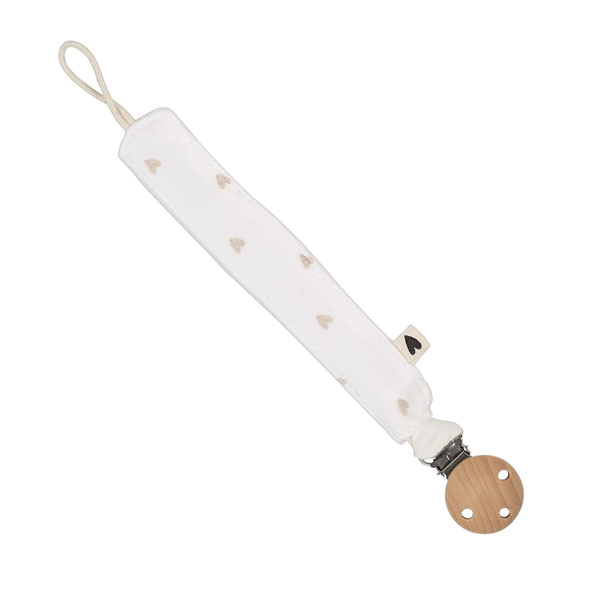 Pacifier clip in cotton gauze hearts