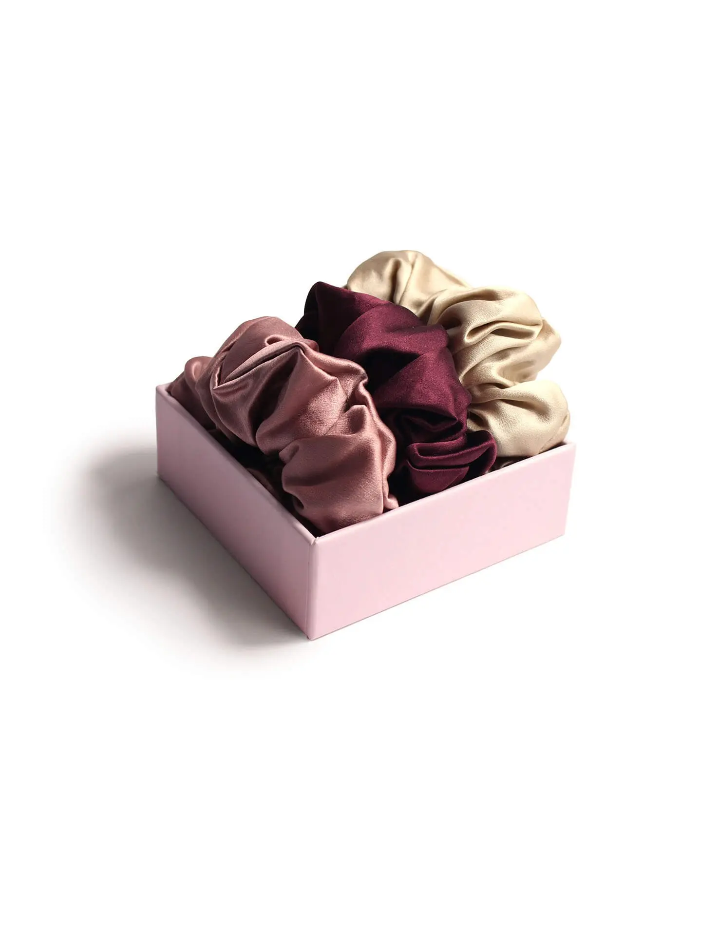 Scrunchie Trio of firm hold scrunchies old pink, champagne, burgundy