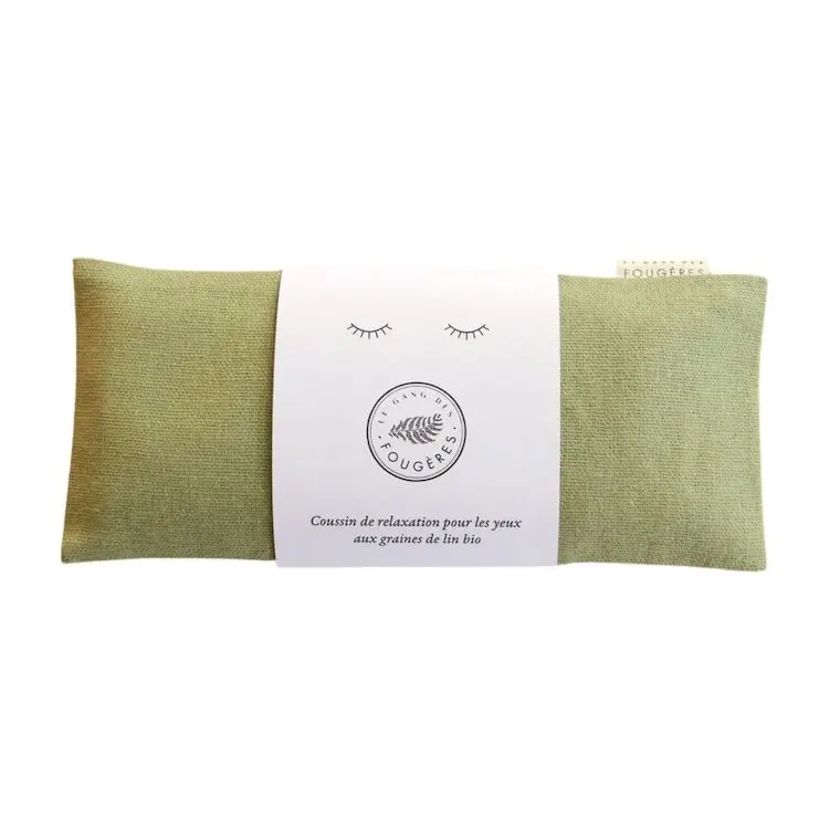 Coussin de relaxation pour les yeux - graines de lin bio - lin vert olive