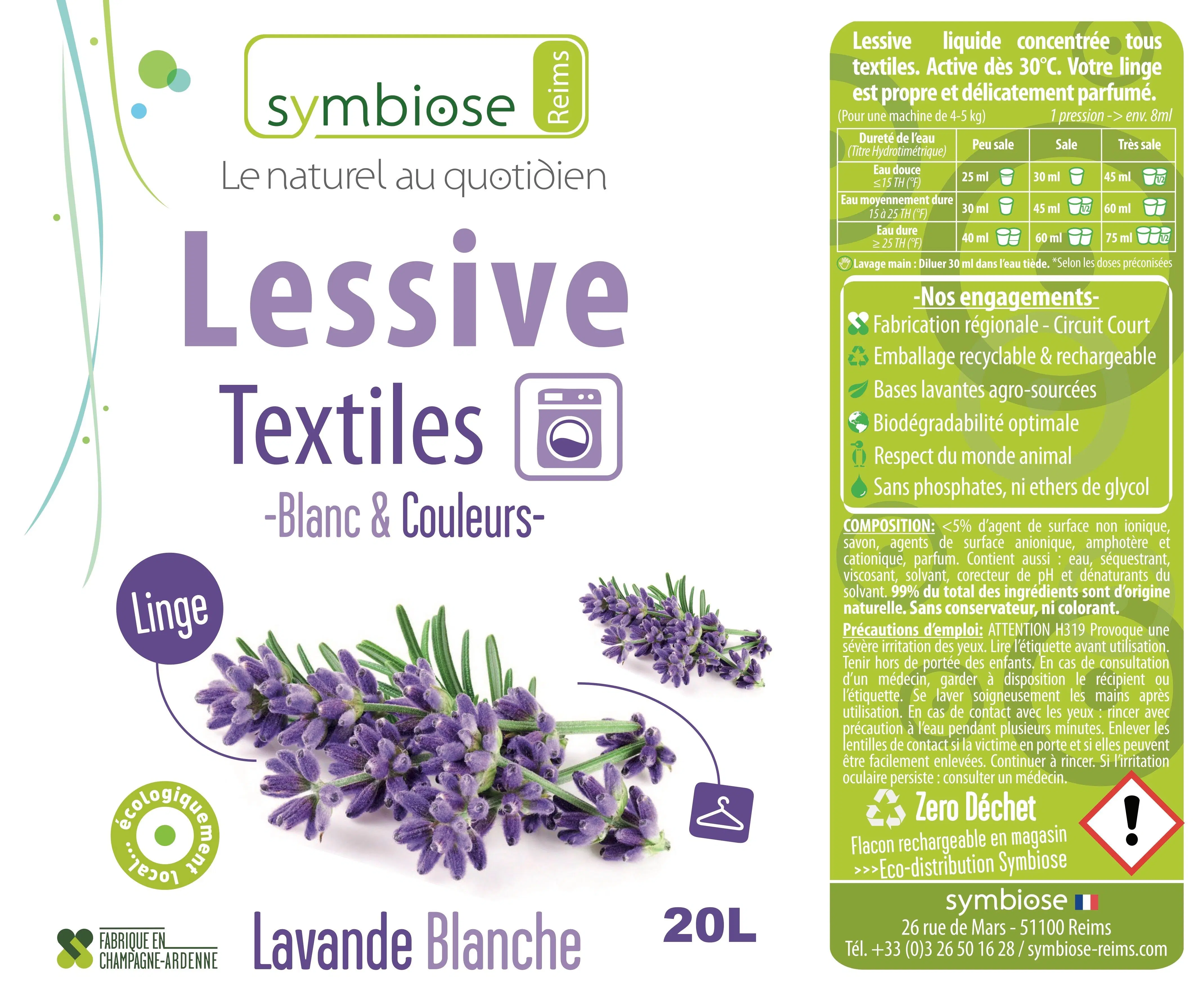 Lessive Liquide Lavande Blanche Vrac 20L