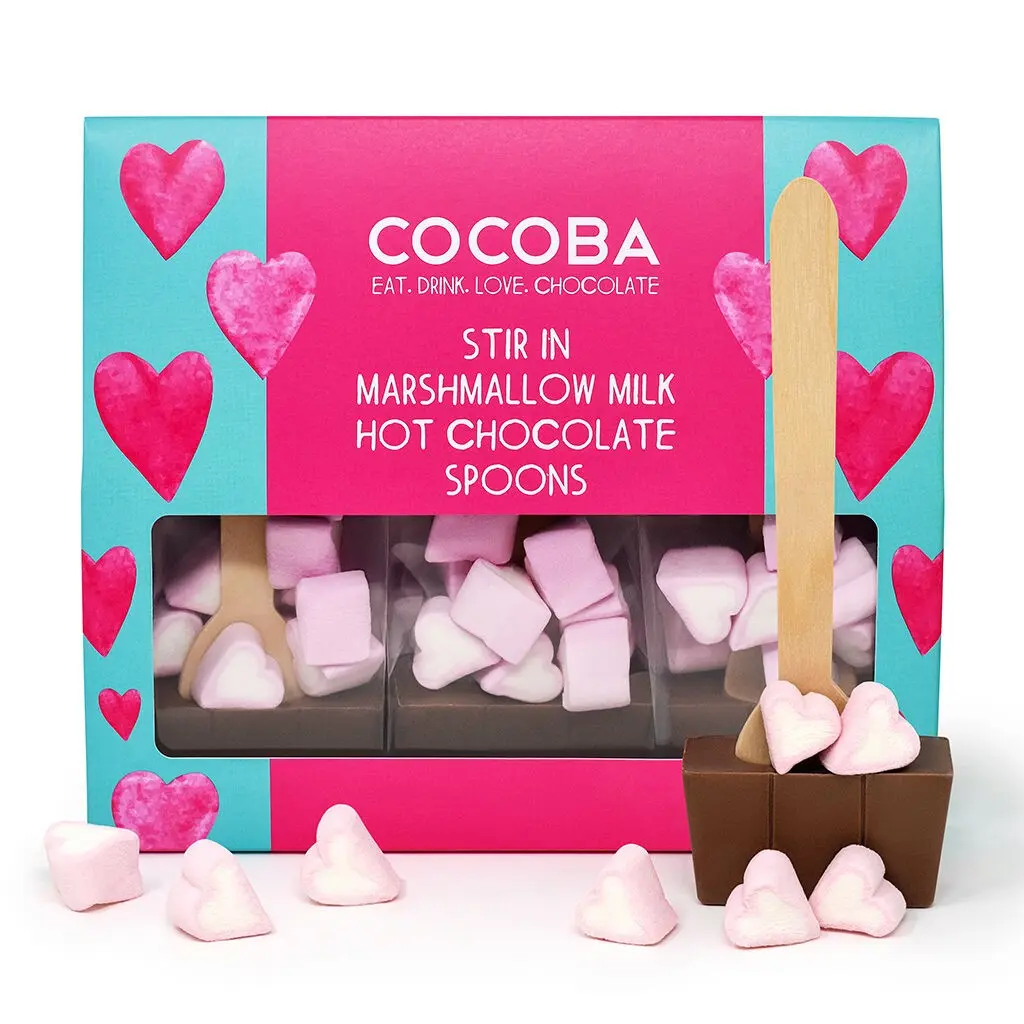 Gift Set of 3 Hot Chocolate Spoons with Heart Marshmallows