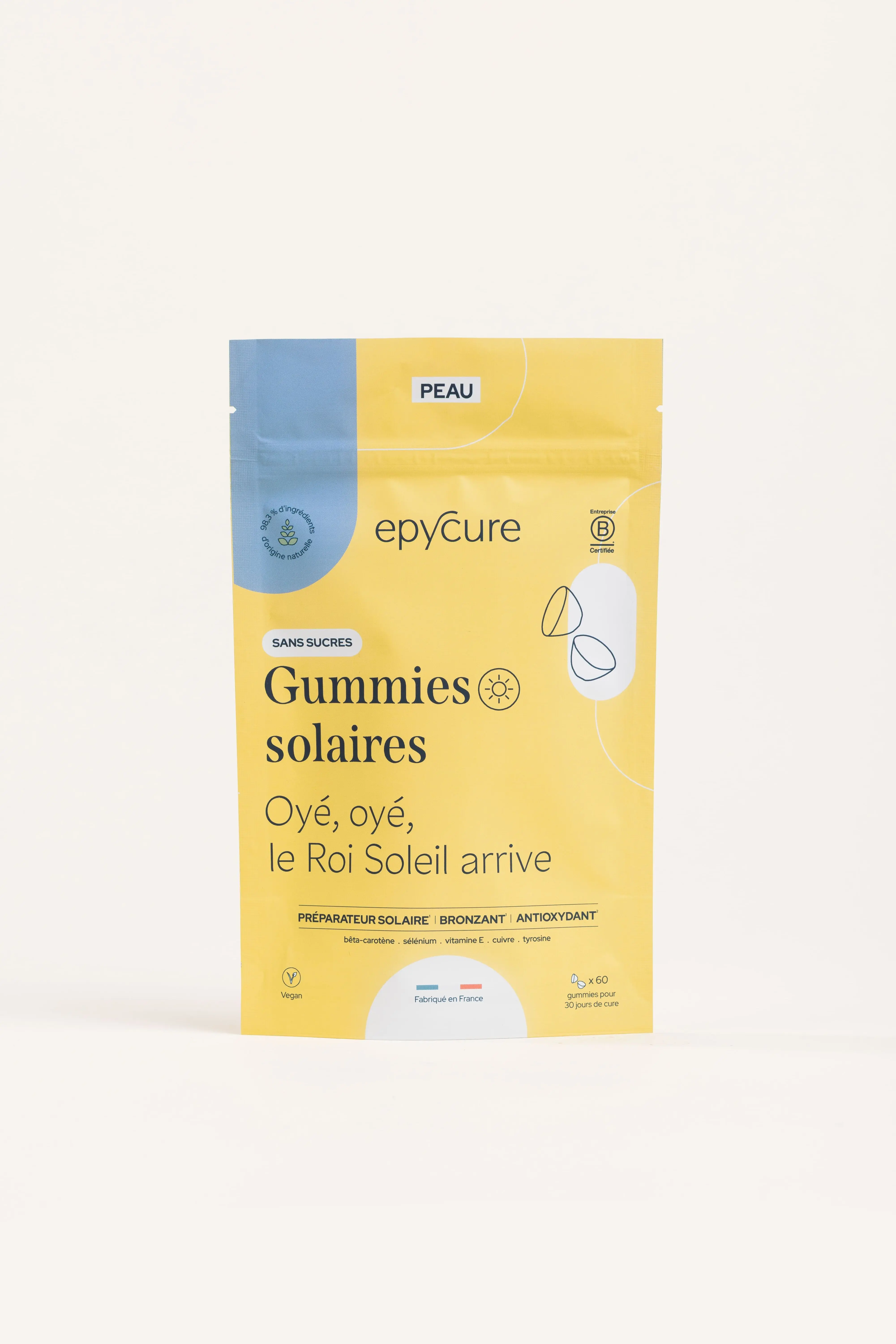 GUMMIES SOLAIRES SANS SUCRES - 1 MOIS DE CURE - L’indispensable de l’été pour préparer la peau au soleil et sublimer le bronzage.
