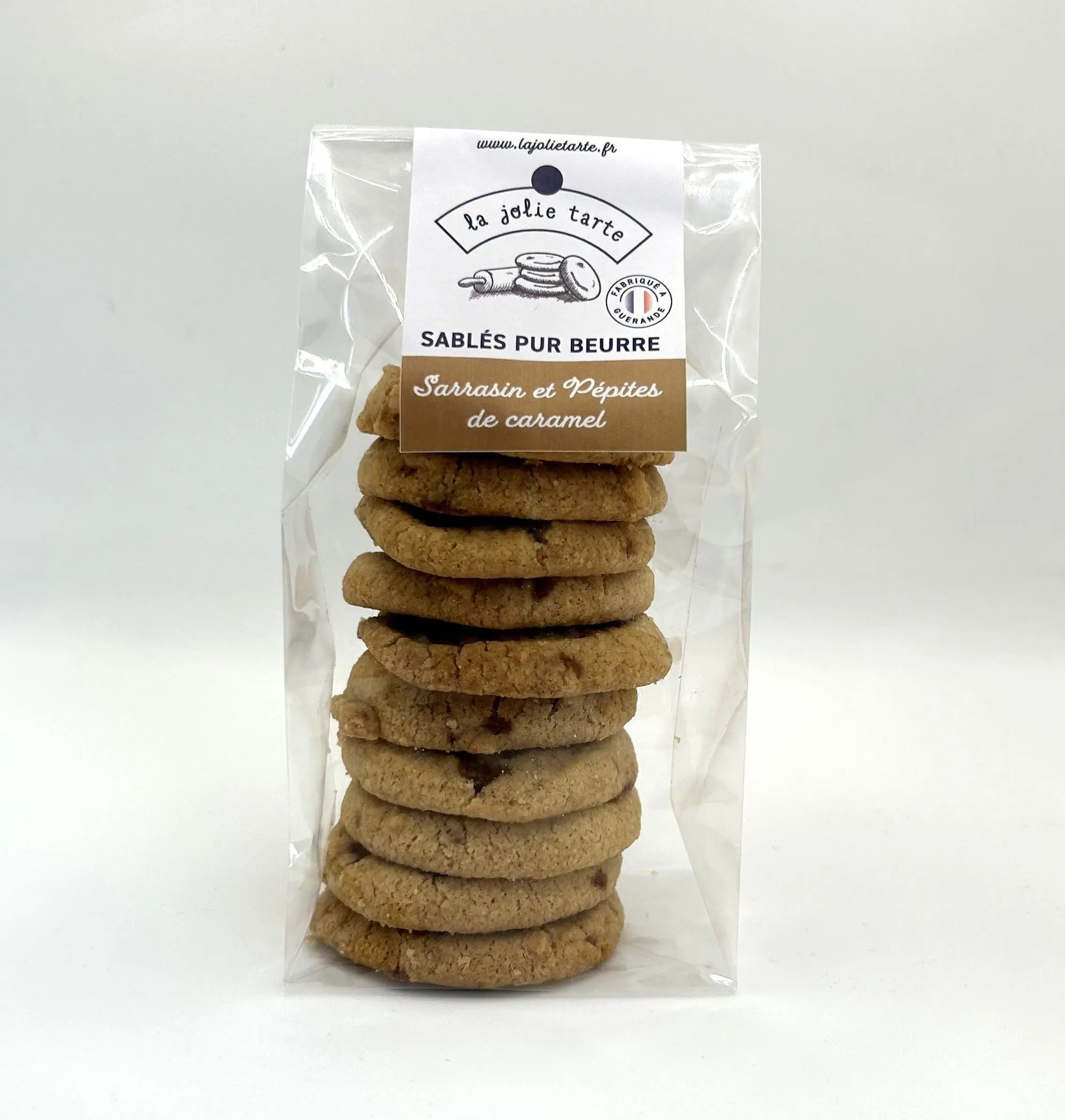 Handmade all-butter shortbread biscuits with buckwheat and caramel chips - 125g