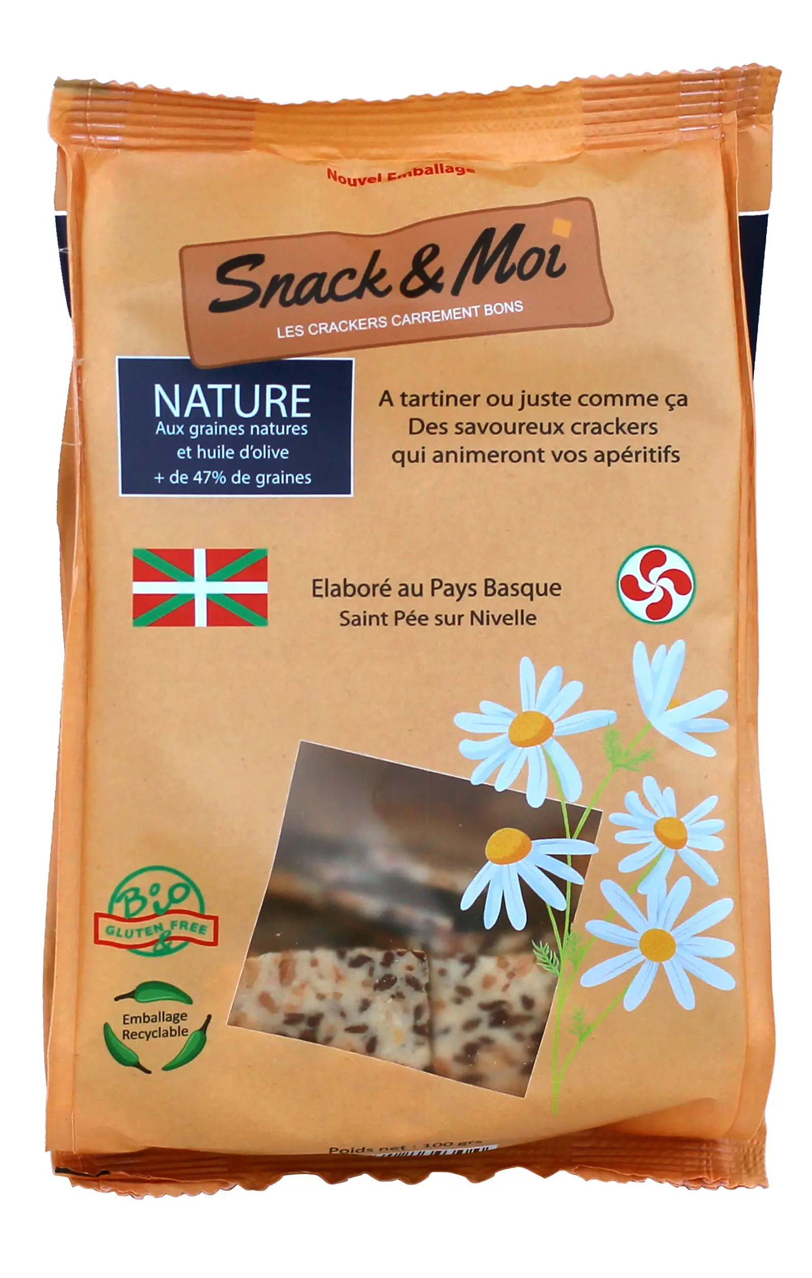 Organic plain crackers in bags 100 grs