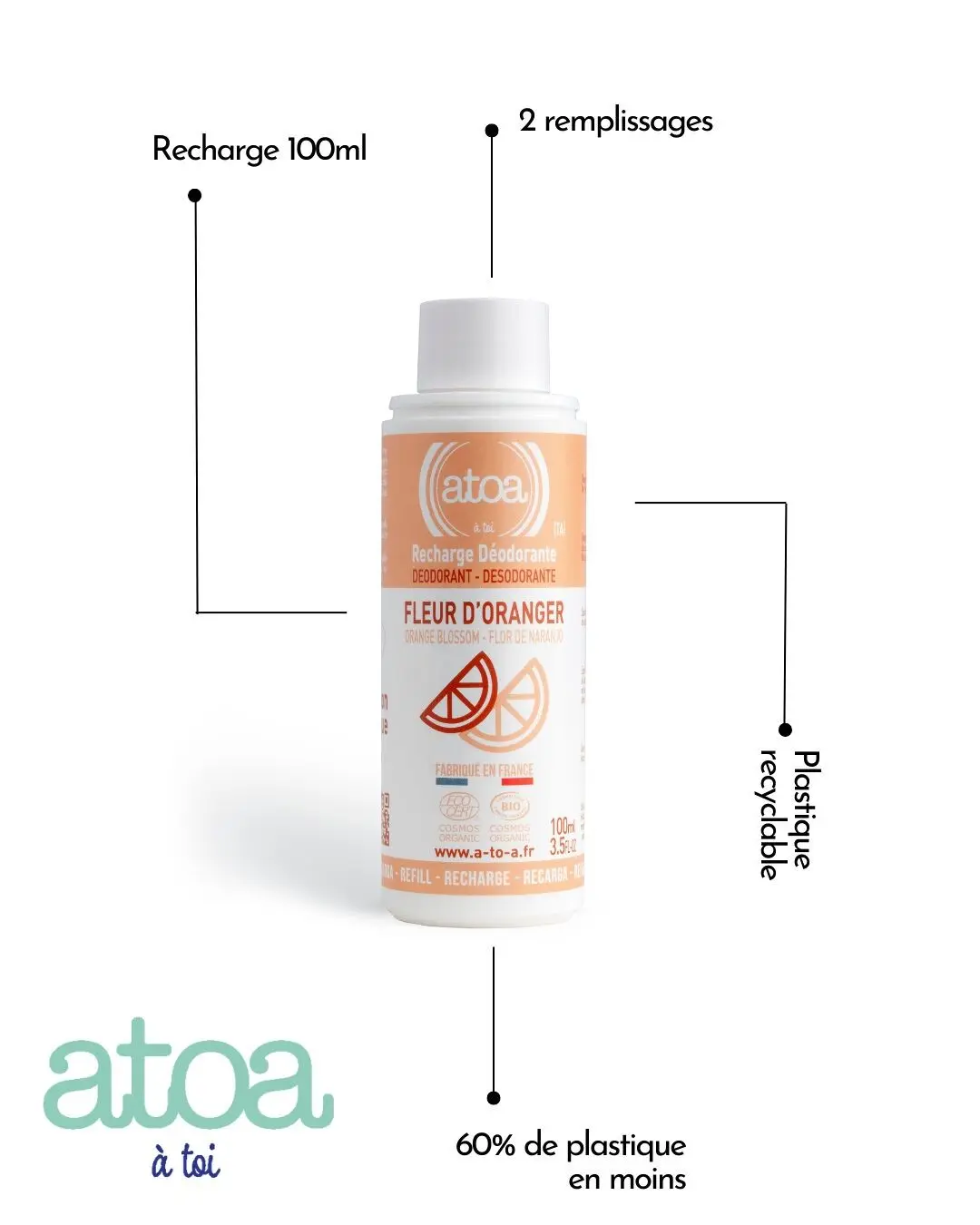 Organic Orange Blossom Deodorant - COSMOS ORGANIC - 100ml - REFILL