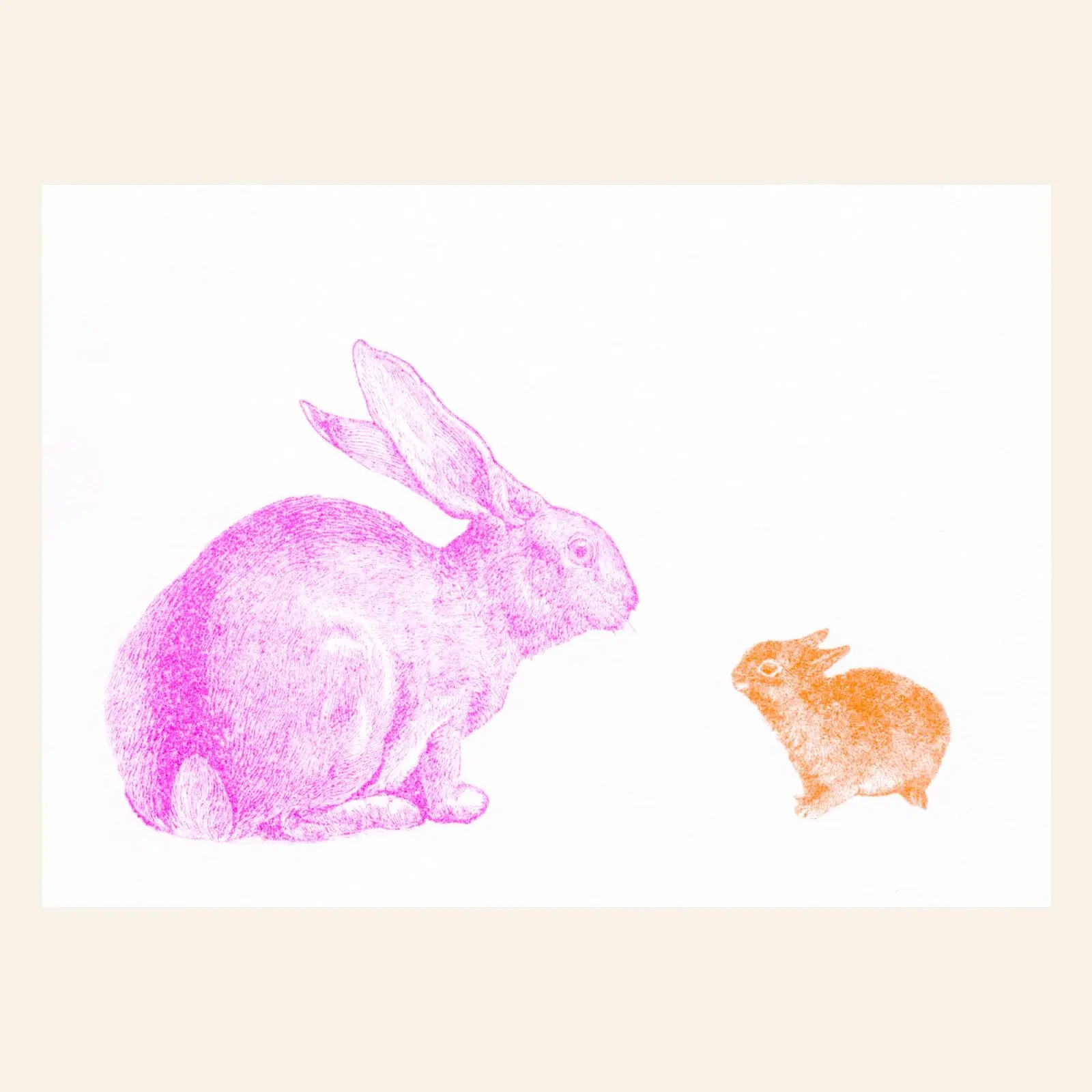 Risography postcard – rabbits – DIN A6