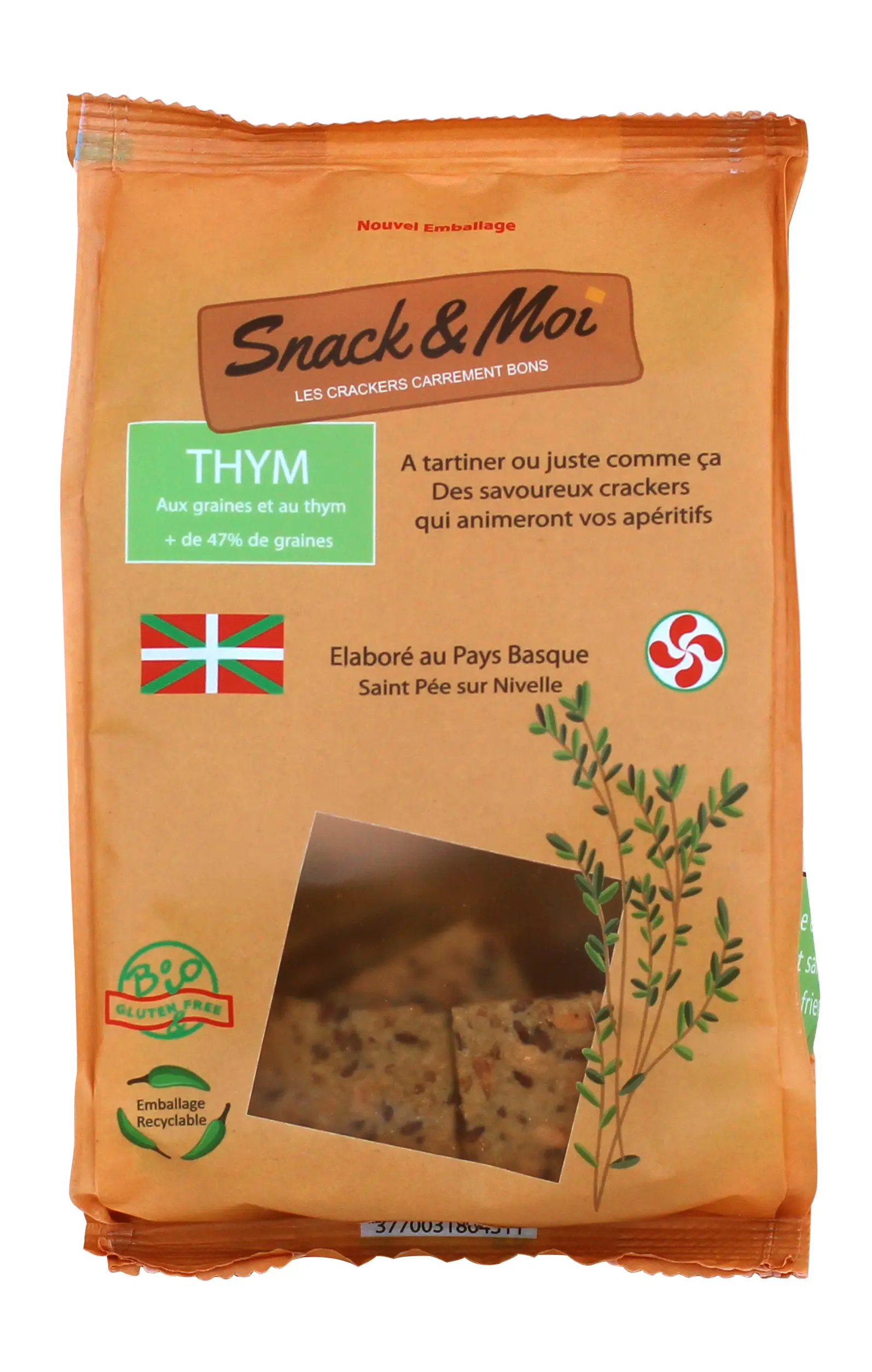 Organic Thyme Crackers in bags 100 grs
