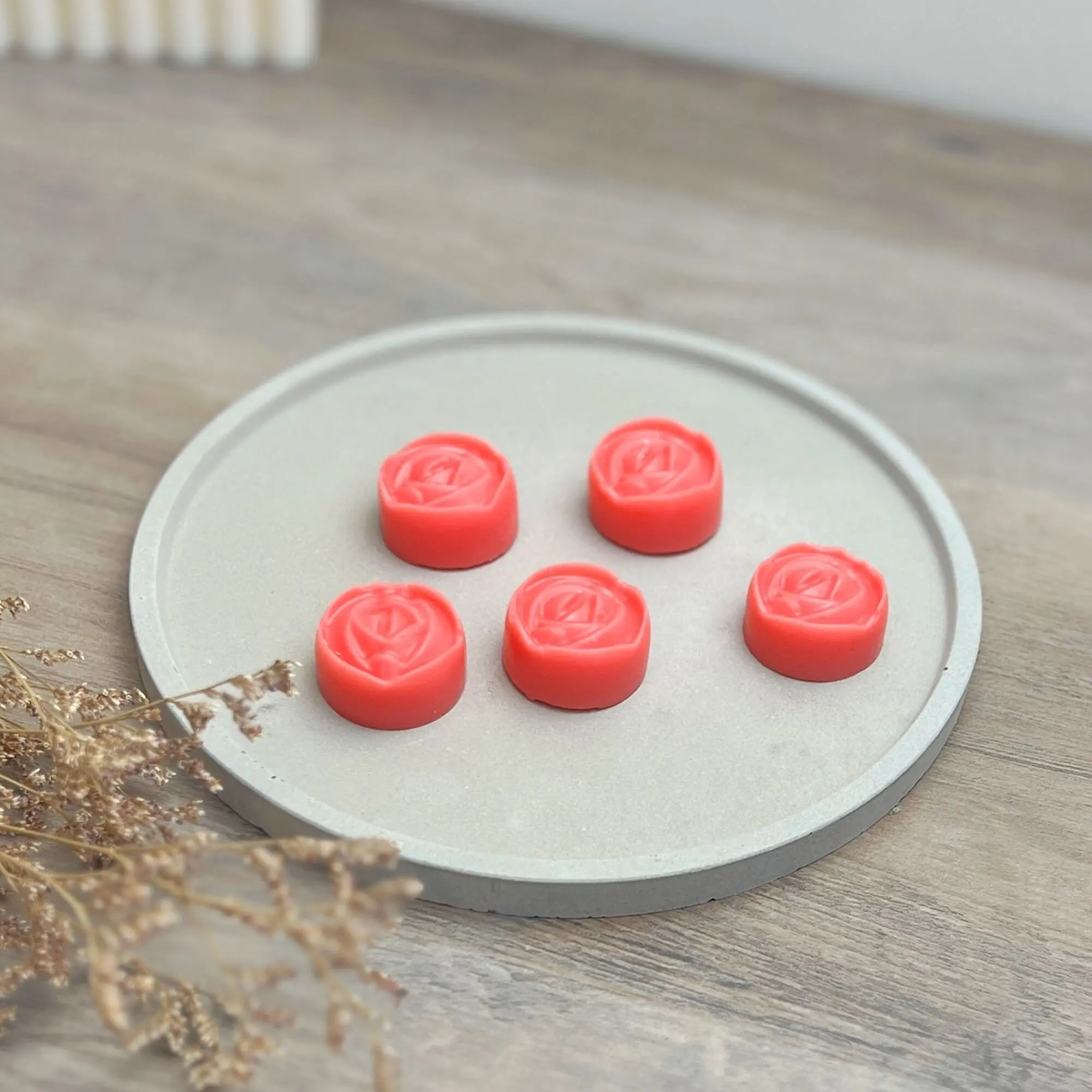 Rose Shape Scented Wax Melts (set of 5) - Rose Scented Soy Wax Tarts