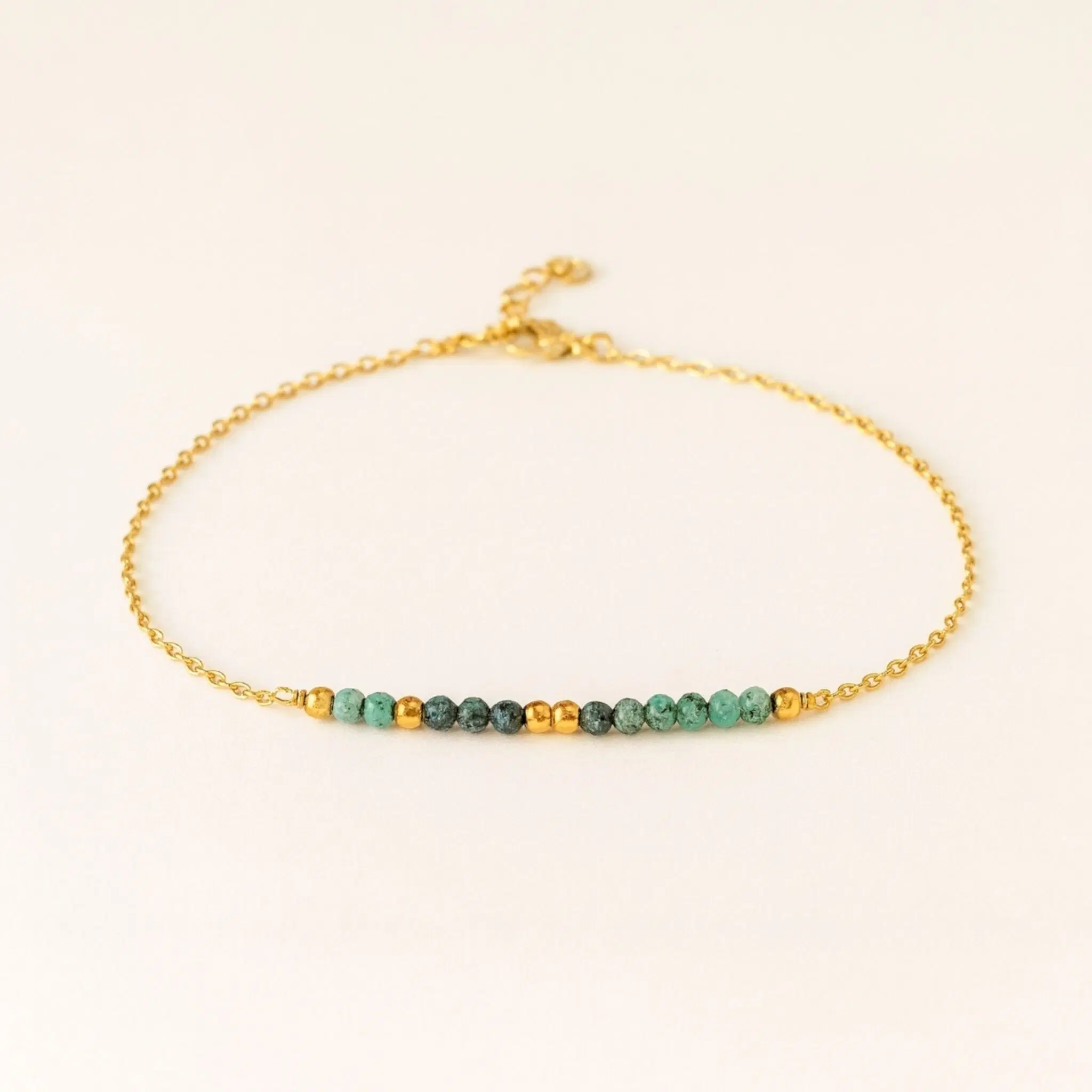 Gold Stainless Steel Bracelet with African Turquoise Beads