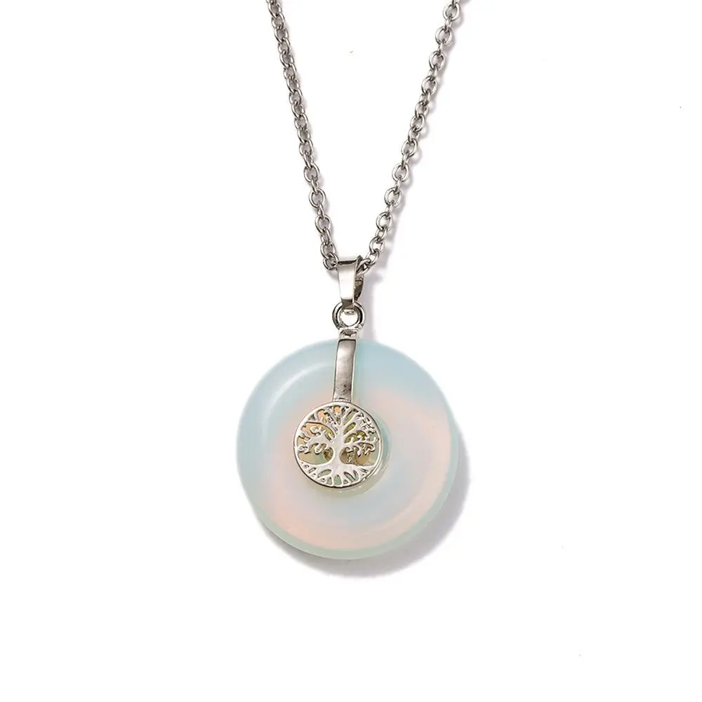 Frühling - Edelsteinanhänger mit Lebensbaum und Kette