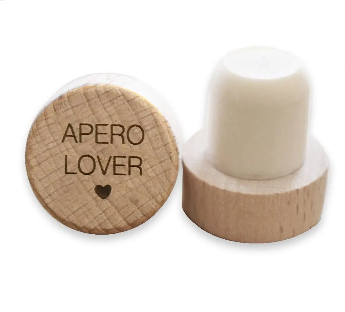 Tappo per vino in legno inciso riutilizzabile Apero Lover