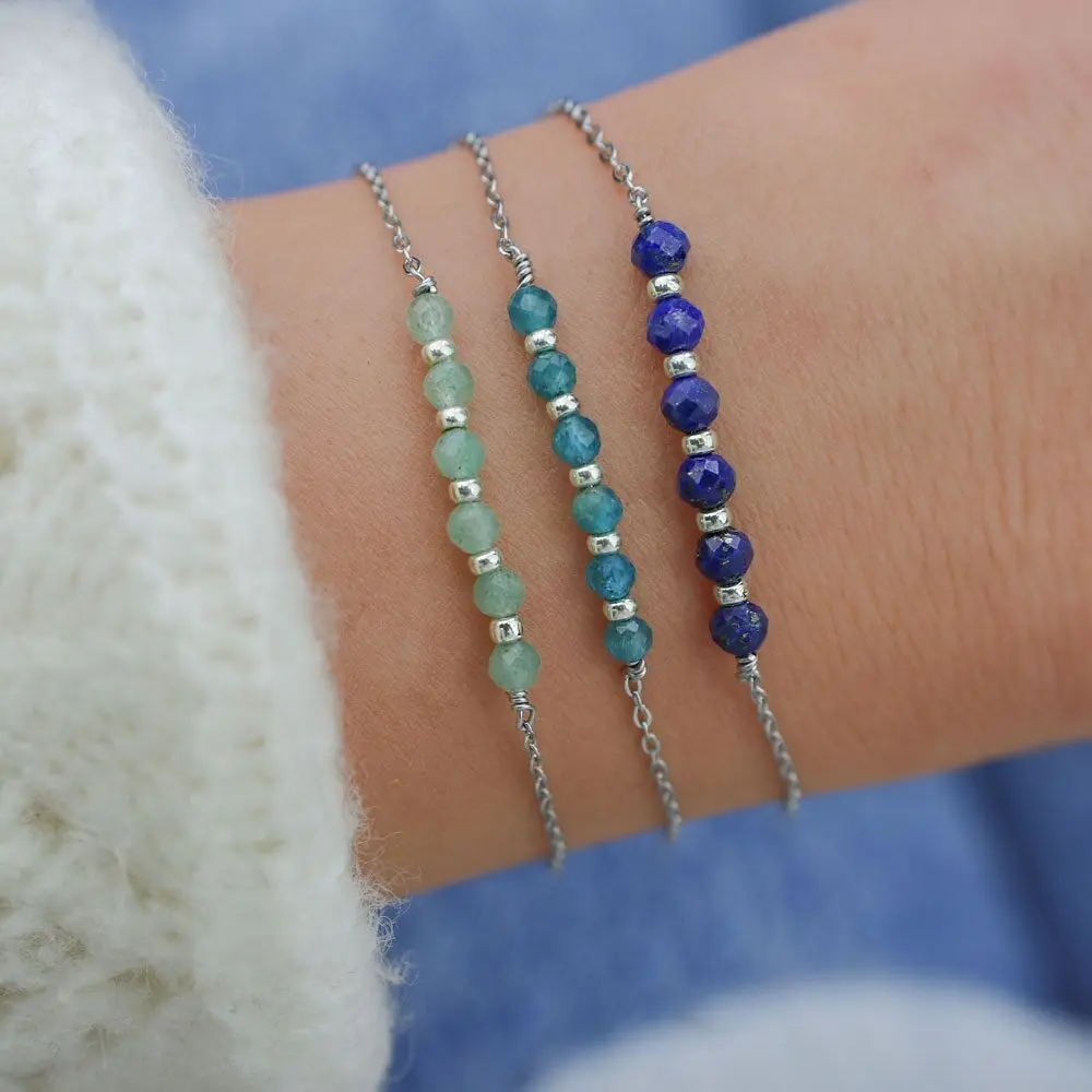 Fine natural stone bracelet in silver stainless steel
