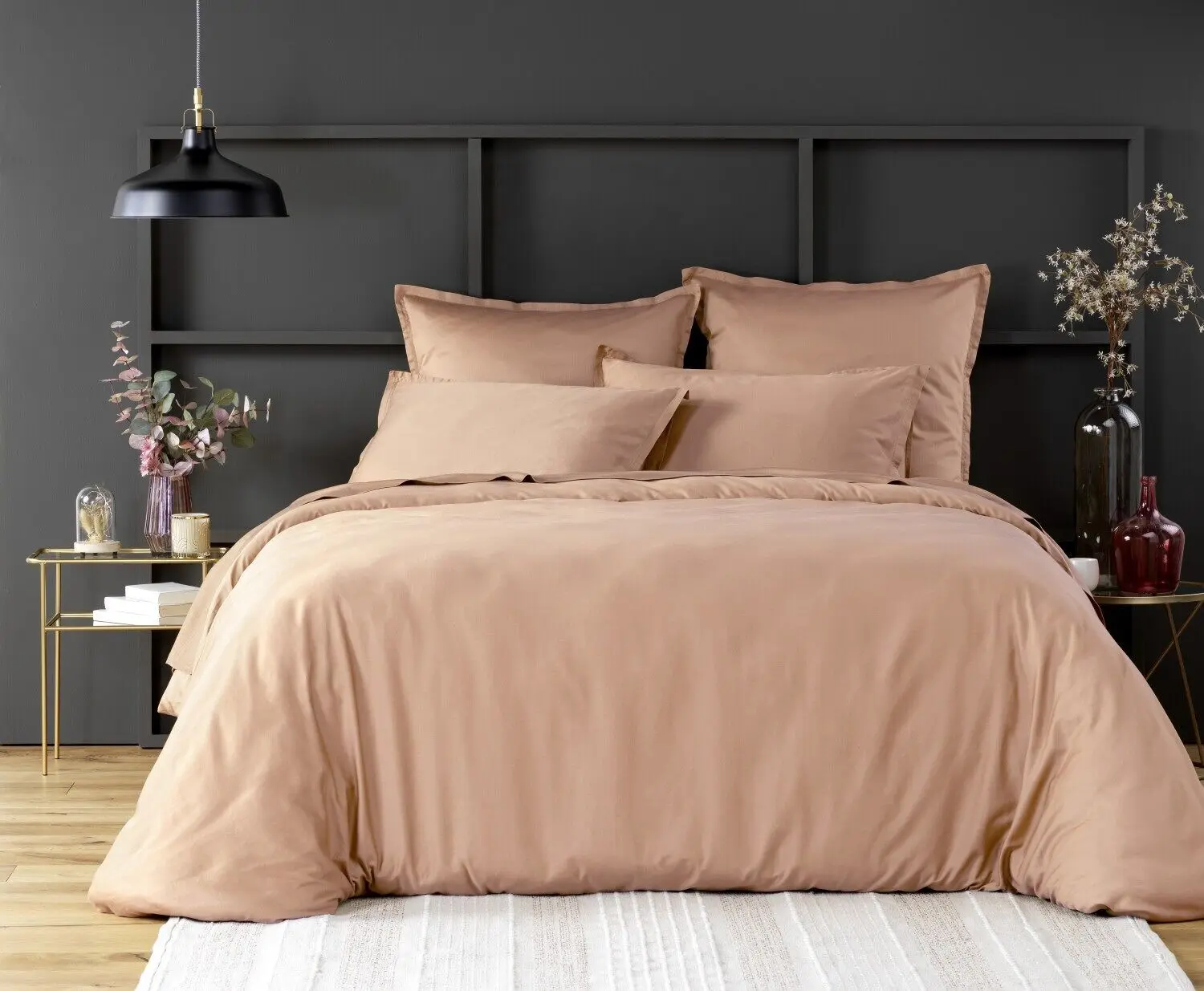 PILLOWCASE 50X70CM WITH Ruffle 100% WASHED COTTON SATIN 105 THREADS - NUDE PINK