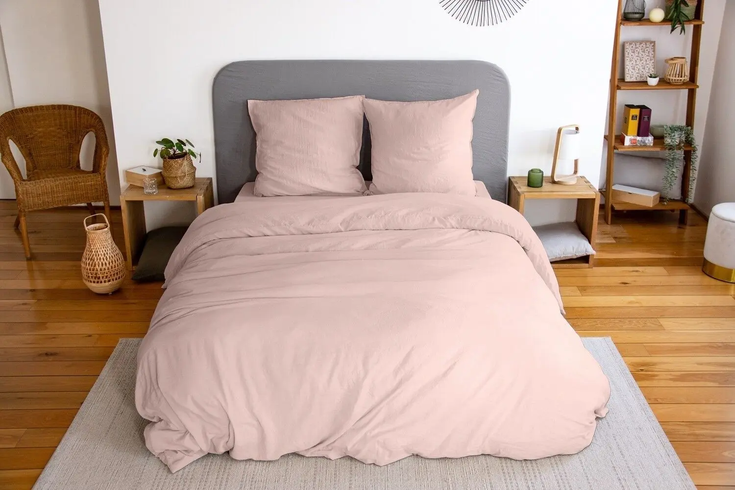 WASHED MICROFIBER SET 240X220cm POWDER PINK
