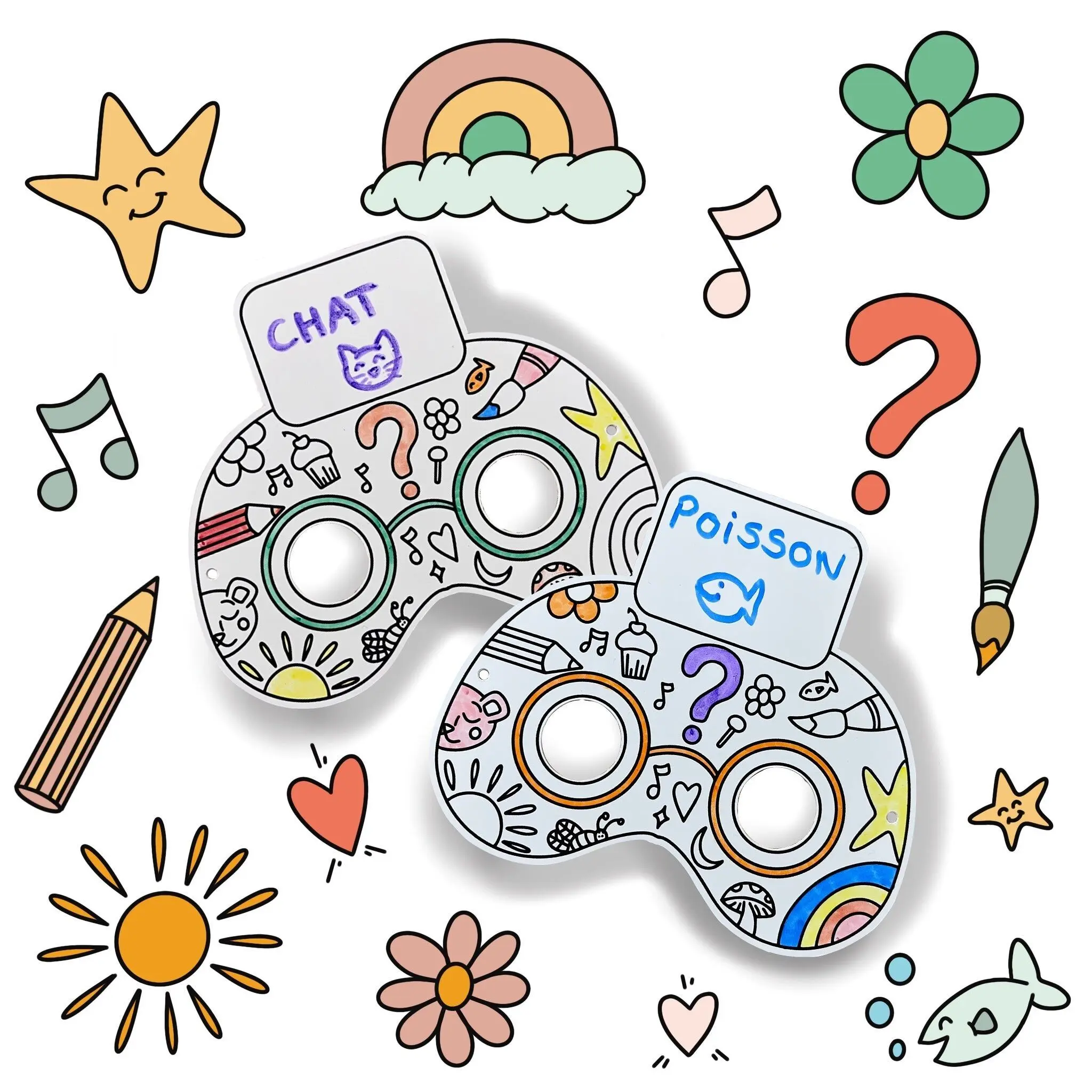 Pack of 3 “Who am I” Masks – Create and Guess Together!