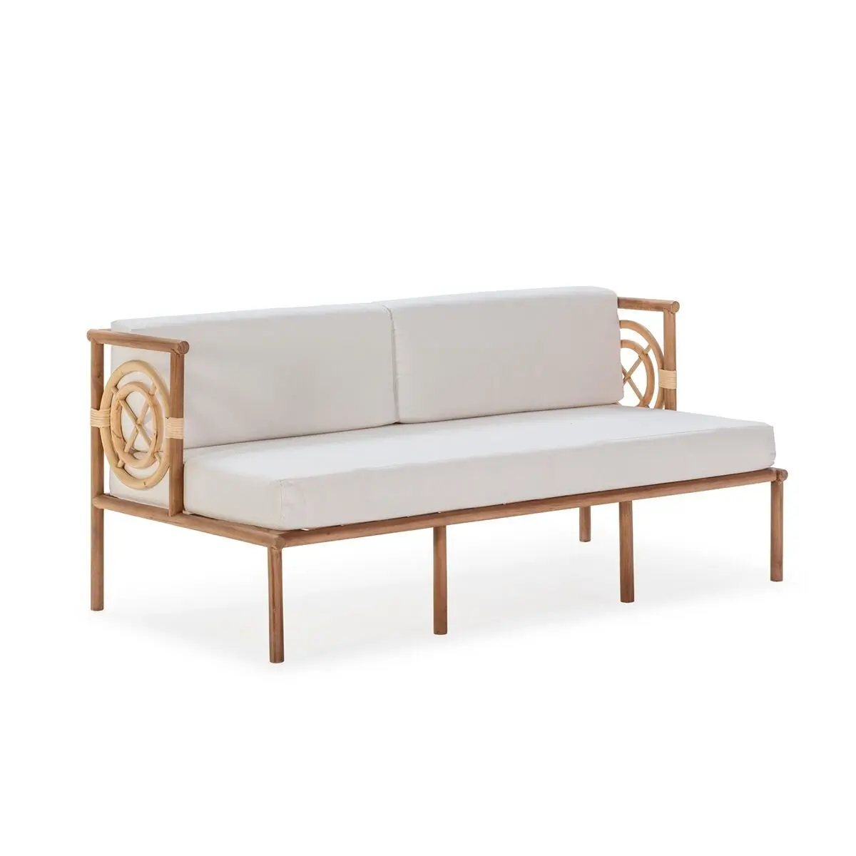 SOFA 152X76X65 MADERA DE TECA/TELA BLANCO TH2704700