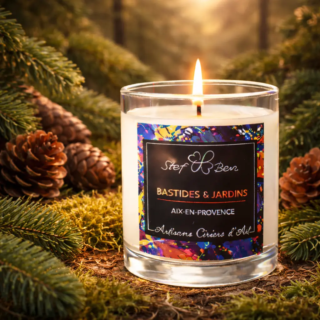 Bougie parfumée FORÊT DE SAPINS, coulée à la main par des ciriers d'art