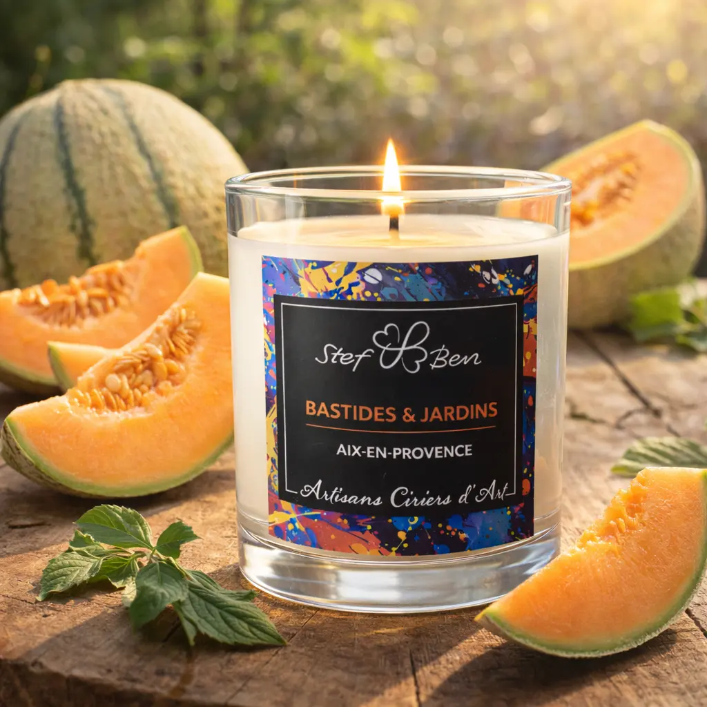 Bougie parfumée MELON DE CAVAILLON, coulée à la main par des ciriers d'art